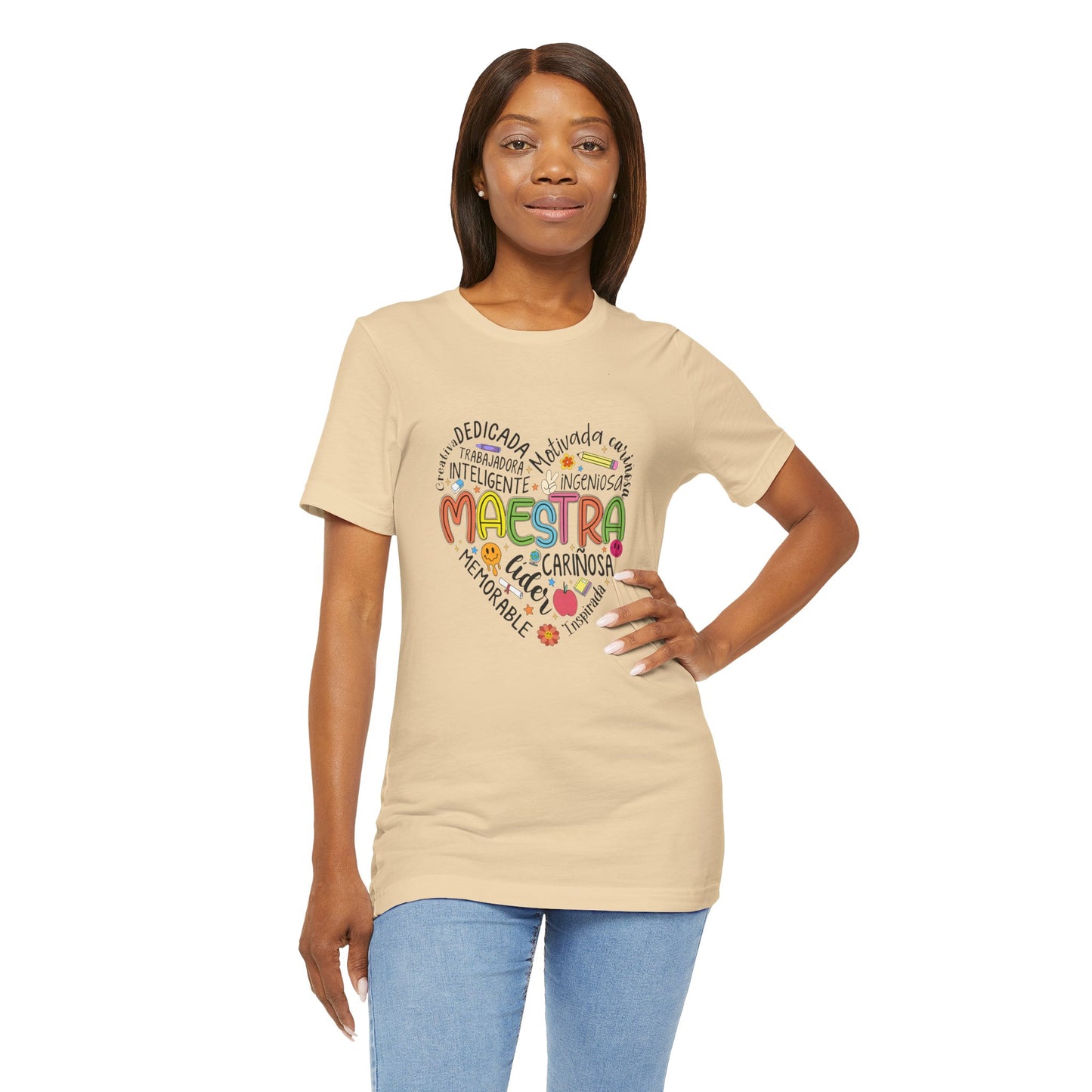 Camisa Maestra Rainbow Heart Española, Camiseta Maestra Rainbow Española, Camisa Maestra Española personalizada, Regalo personalizado para maestro 