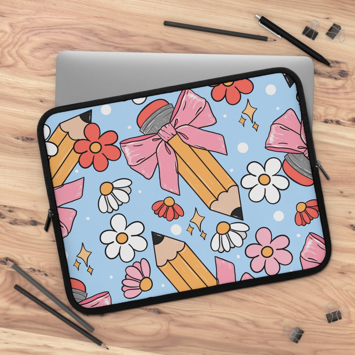 Laptop Case, Laptop Cover, Laptop Sleeve, Laptop Protector, MacBook Air Case, Mac Pro Case, Teacher Laptop Case, Blue Coquette Teacher Laptop Case