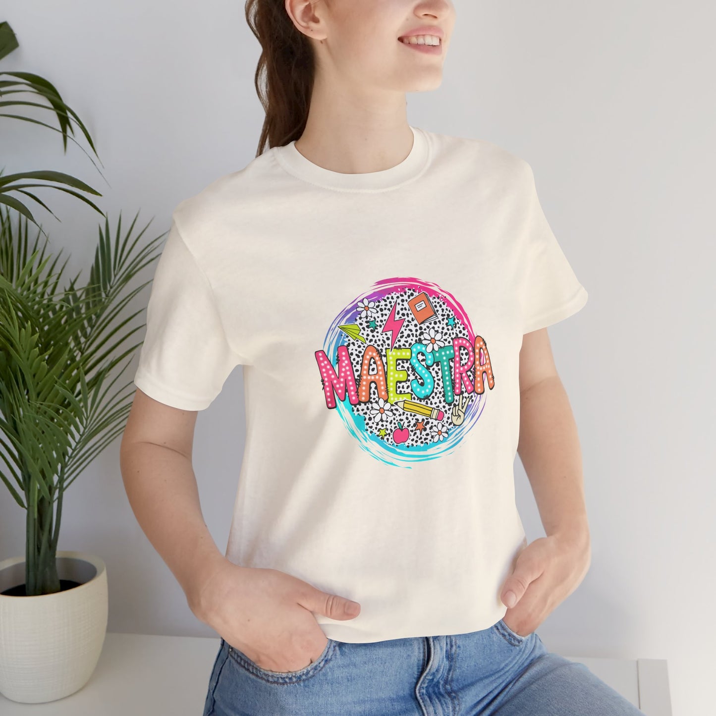 Camisa Maestra Española, Camiseta Maestra Española, Camiseta Maestra Española, Camiseta de Manga Corta Color Swirl Maestra Jersey, Camisa de Maestro Personalizada, Regalo de Maestro Personalizado, Camiseta de Regreso a la Escuela, Regalos de Maestro 