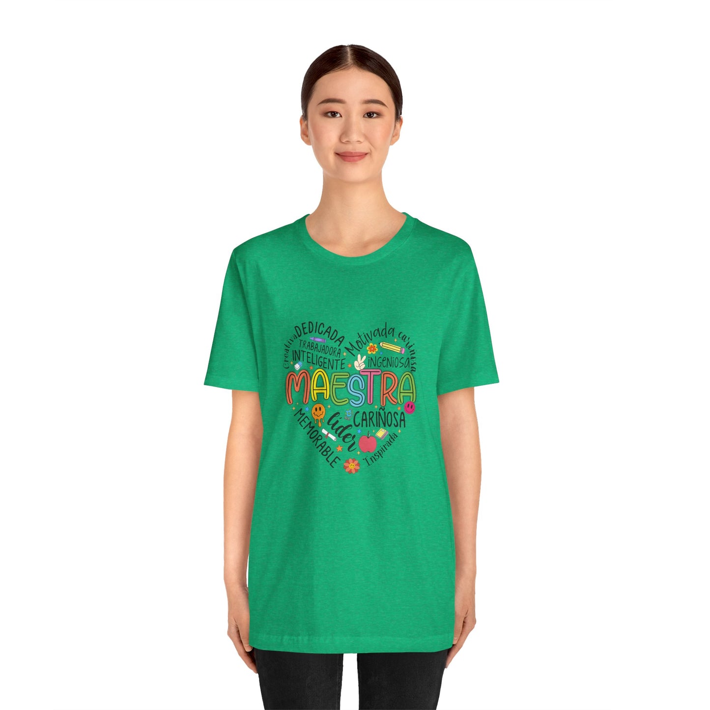 Camisa Maestra Rainbow Heart Española, Camiseta Maestra Rainbow Española, Camisa Maestra Española personalizada, Regalo personalizado para maestro 