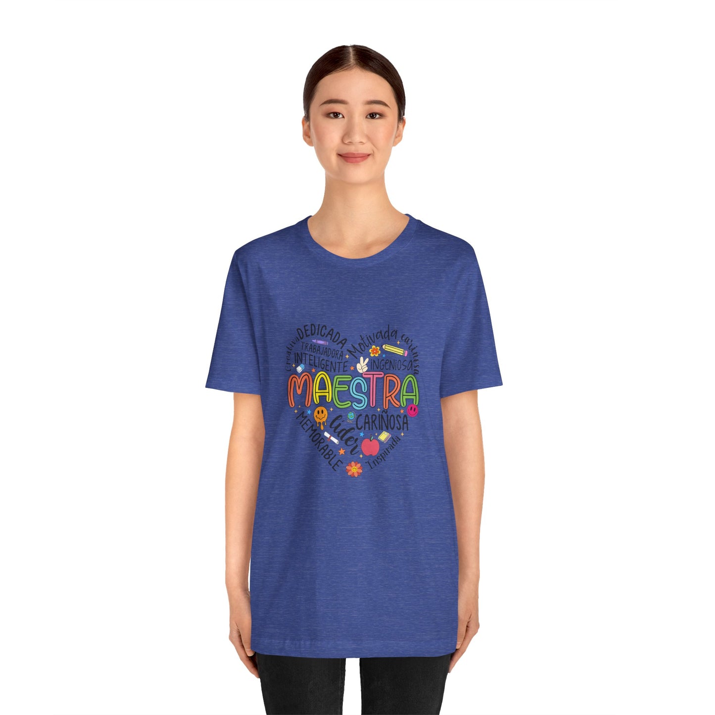 Camisa Maestra Rainbow Heart Española, Camiseta Maestra Rainbow Española, Camisa Maestra Española personalizada, Regalo personalizado para maestro 