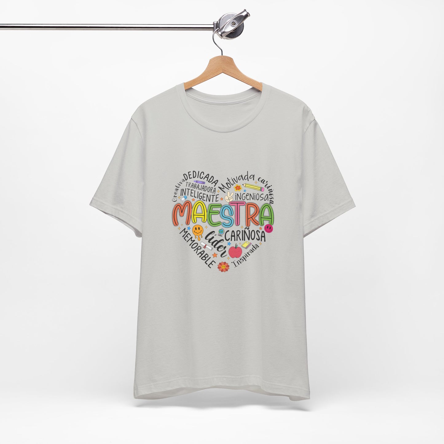 Camisa Maestra Rainbow Heart Española, Camiseta Maestra Rainbow Española, Camisa Maestra Española personalizada, Regalo personalizado para maestro 