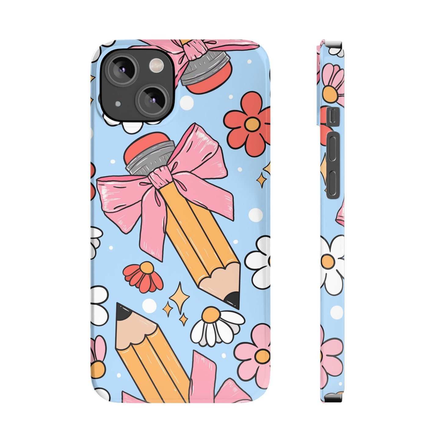 Teacher Slim Phone Case, Blue Coquette Teacher Phone Case, Back to School Teacher Phone Case, iPhone Case, Teacher Gift Ideas