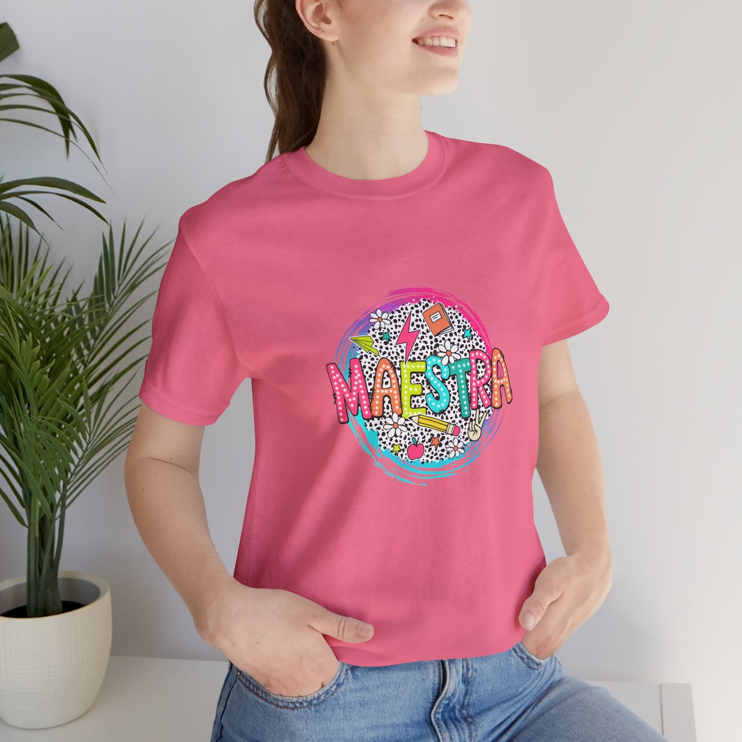 Camisa Maestra Española, Camiseta Maestra Española, Camiseta Maestra Española, Camiseta de Manga Corta Color Swirl Maestra Jersey, Camisa de Maestro Personalizada, Regalo de Maestro Personalizado, Camiseta de Regreso a la Escuela, Regalos de Maestro 