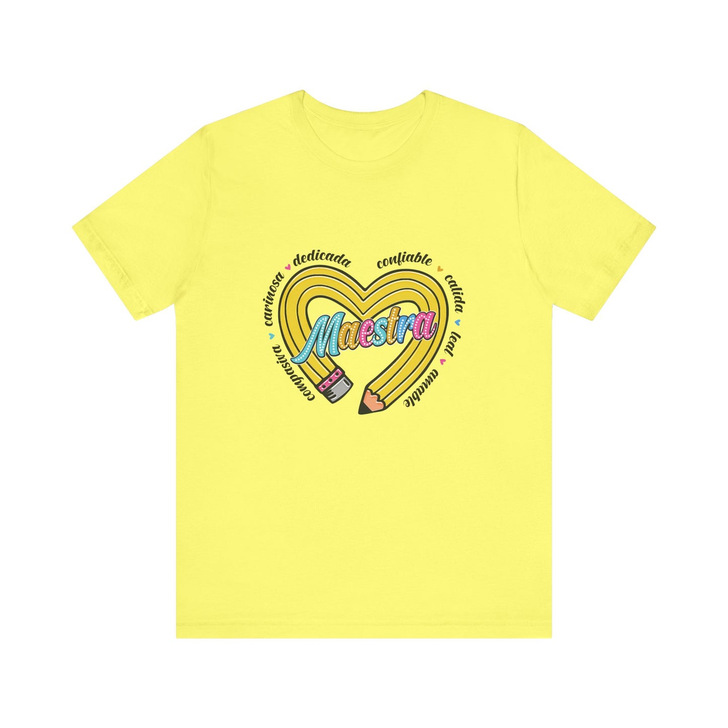 Camisa de maestro de español, camisa de Maestra, camisa de maestro de corazón de lápiz, camiseta de corazón de lápiz amarillo, camisa de regreso a la escuela, camisa de maestro personalizada, regalo de maestro personalizado