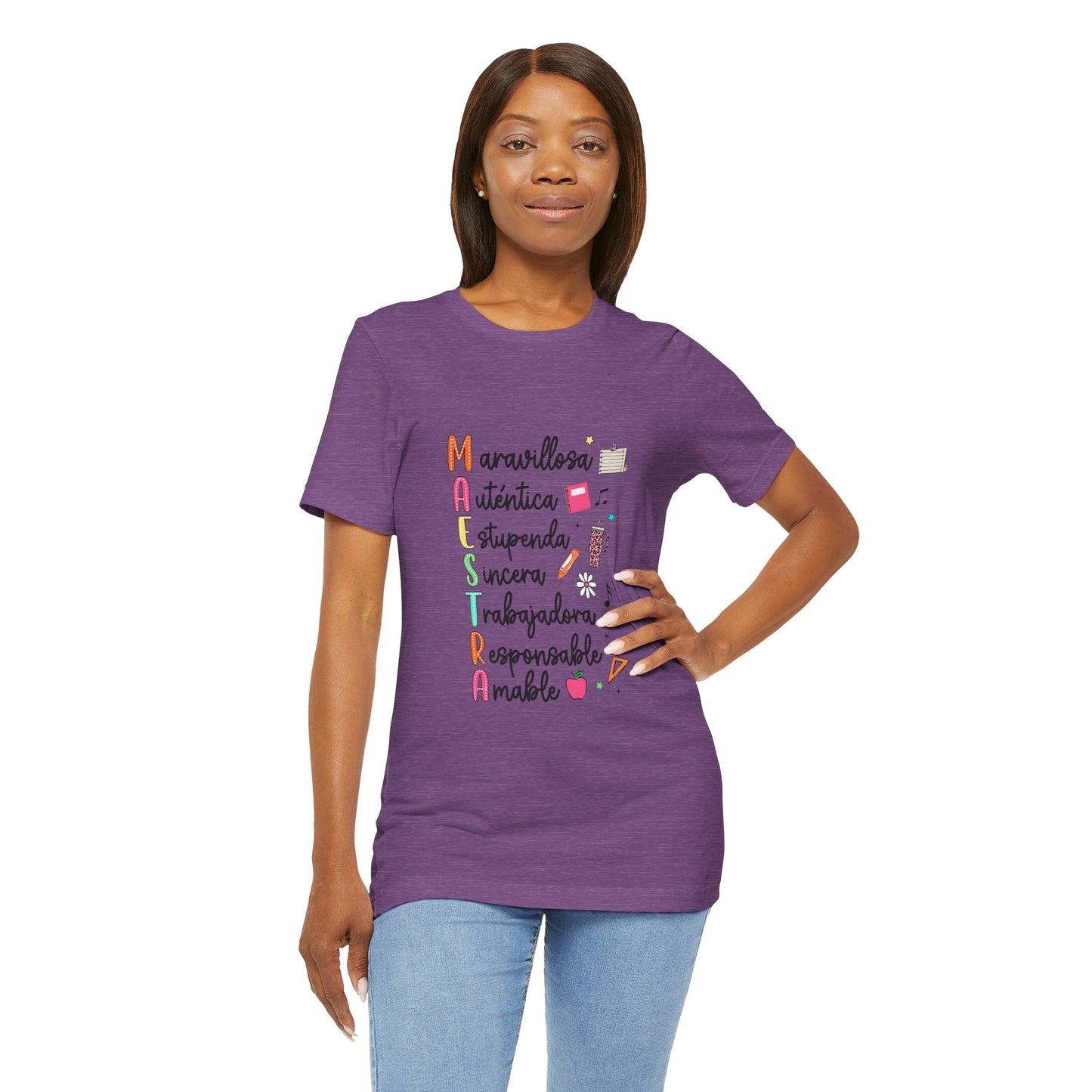 Camiseta Maestra Española, Camiseta Maestra de Colores Brillantes, Camisa Maestra, Camisa Maestra Acrostic, Camisa Maestra Acrostico, Camisa Maestra Personalizada, Regalos para Maestro 