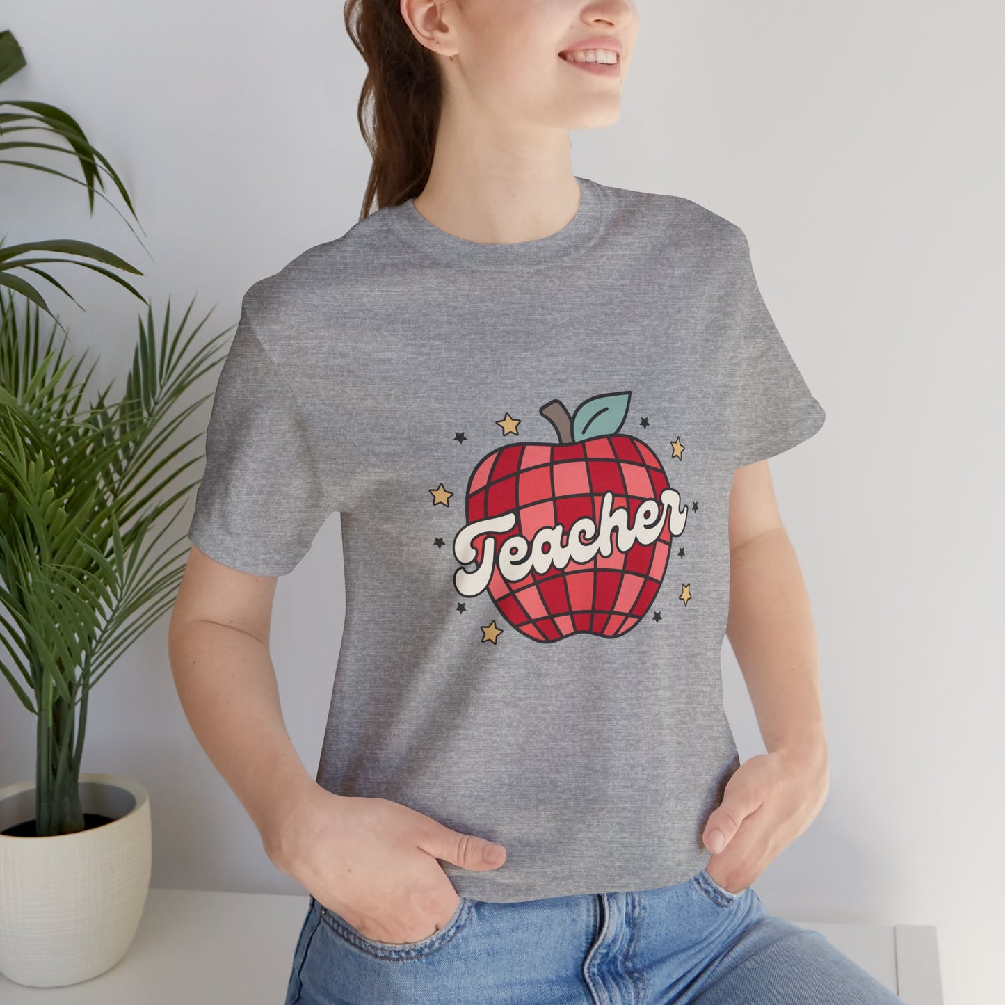 Disco Apple Teacher Shirt, Custom Apple Teacher Shirt, Back to School Teacher Shirt, Teacher Lifestyle Shirt, Retro Shirt, Custom Gift for Teacher