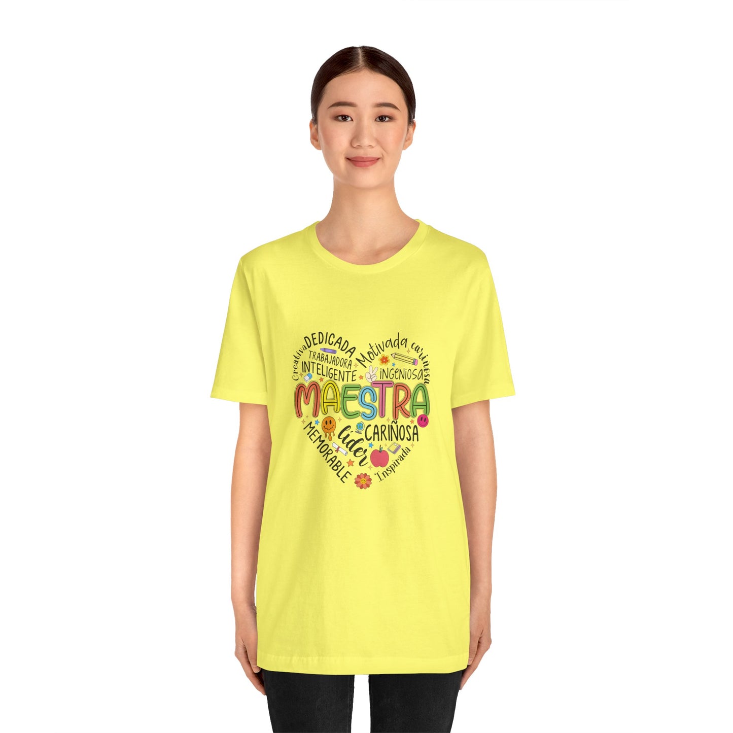 Camisa Maestra Rainbow Heart Española, Camiseta Maestra Rainbow Española, Camisa Maestra Española personalizada, Regalo personalizado para maestro 