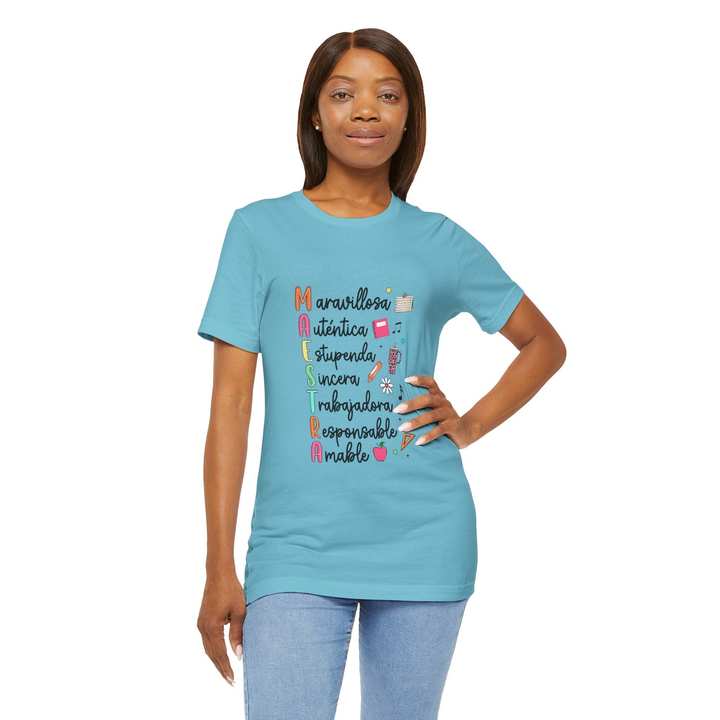 Camiseta Maestra Española, Camiseta Maestra de Colores Brillantes, Camisa Maestra, Camisa Maestra Acrostic, Camisa Maestra Acrostico, Camisa Maestra Personalizada, Regalos para Maestro 