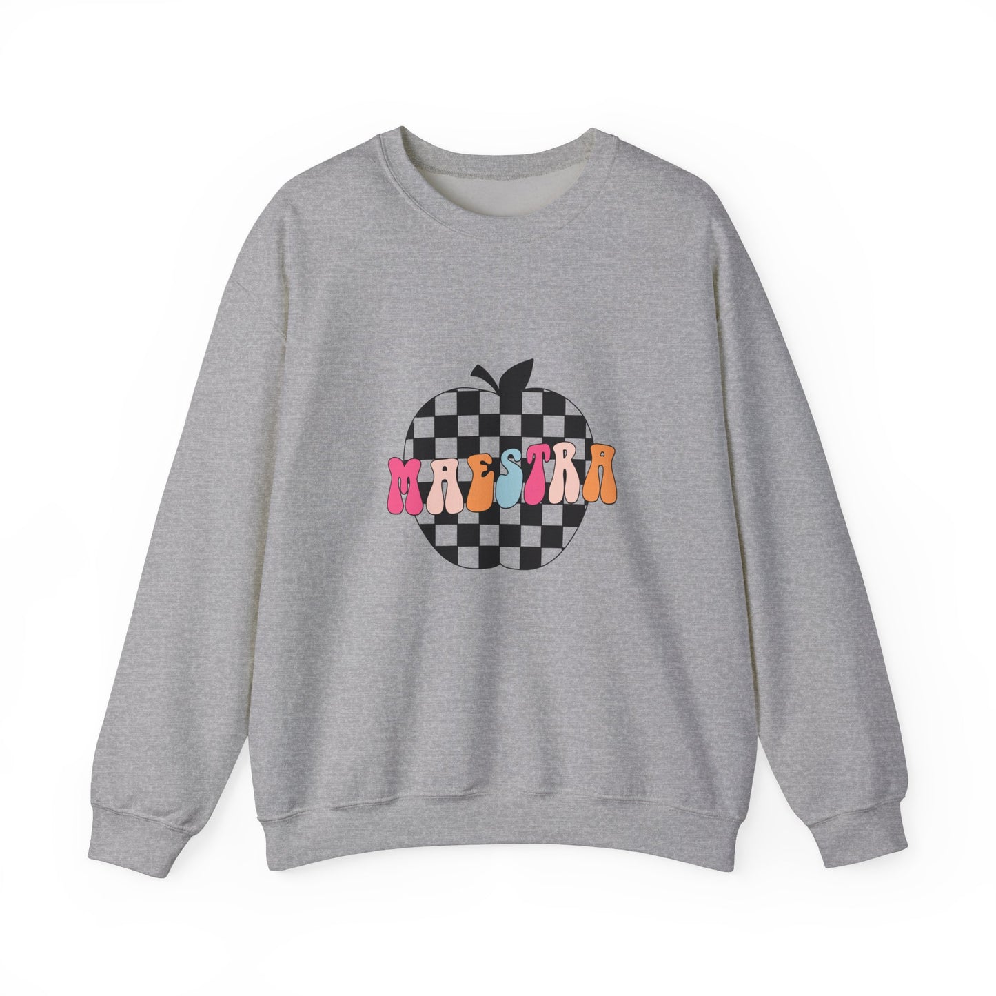 Apple Teacher Sweatshirt, Apple Teacher Sweater, Maestra Sweatshirt, Spanish Teacher Sweatshirt, Retro Teacher Sweatshirt, Checkerboard Teacher Sweater, Checkered Apple Sweatshirt, Cute Teacher Sweatshirt, Back to School Sweatshirt