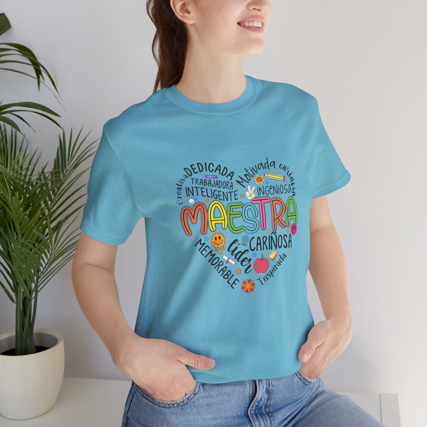 Camisa Maestra Rainbow Heart Española, Camiseta Maestra Rainbow Española, Camisa Maestra Española personalizada, Regalo personalizado para maestro 