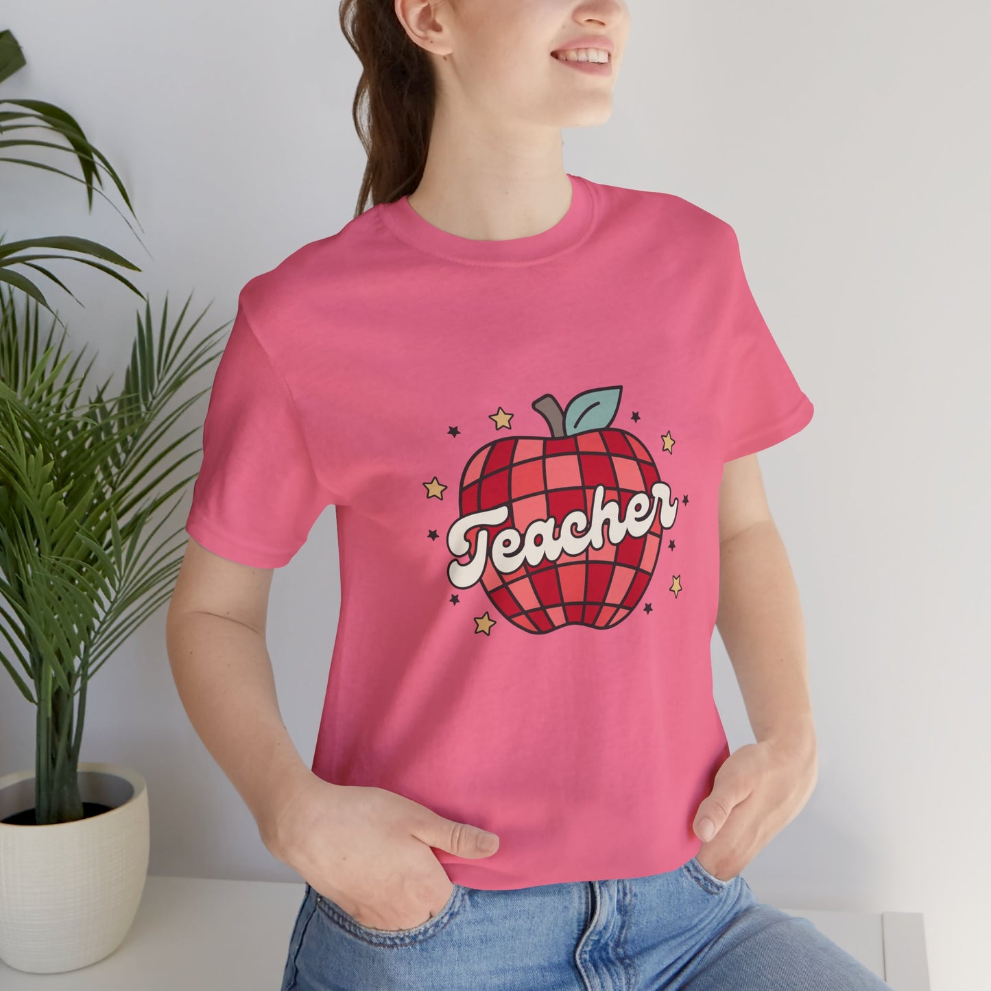 Disco Apple Teacher Shirt, Custom Apple Teacher Shirt, Back to School Teacher Shirt, Teacher Lifestyle Shirt, Retro Shirt, Custom Gift for Teacher