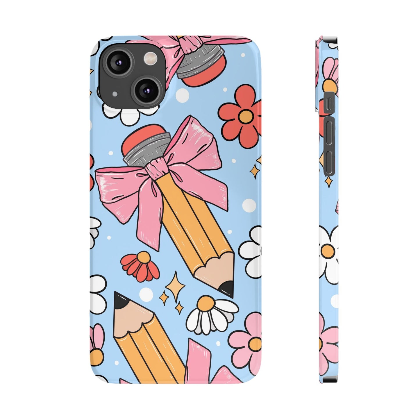 Teacher Slim Phone Case, Blue Coquette Teacher Phone Case, Back to School Teacher Phone Case, iPhone Case, Teacher Gift Ideas