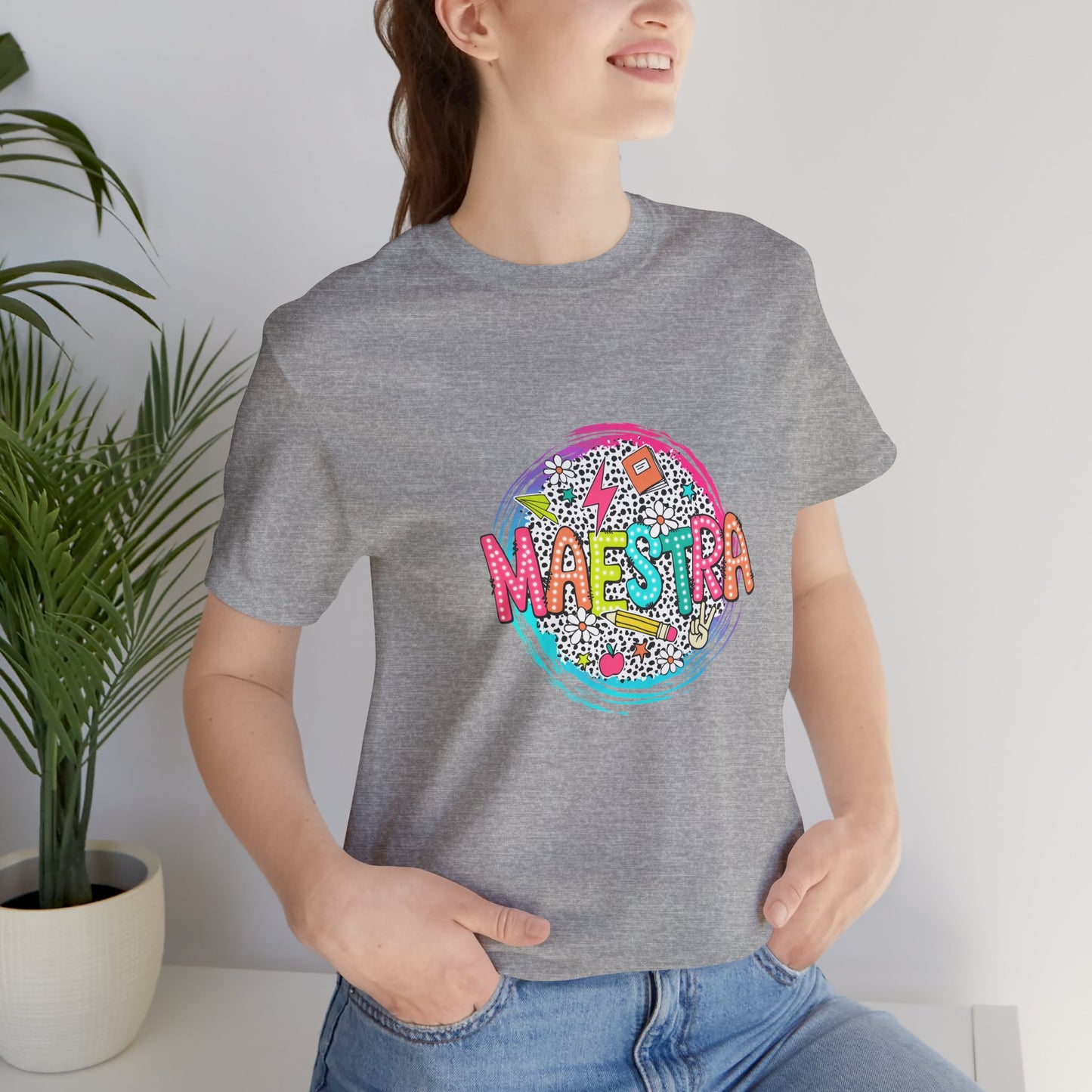 Camisa Maestra Española, Camiseta Maestra Española, Camiseta Maestra Española, Camiseta de Manga Corta Color Swirl Maestra Jersey, Camisa de Maestro Personalizada, Regalo de Maestro Personalizado, Camiseta de Regreso a la Escuela, Regalos de Maestro 