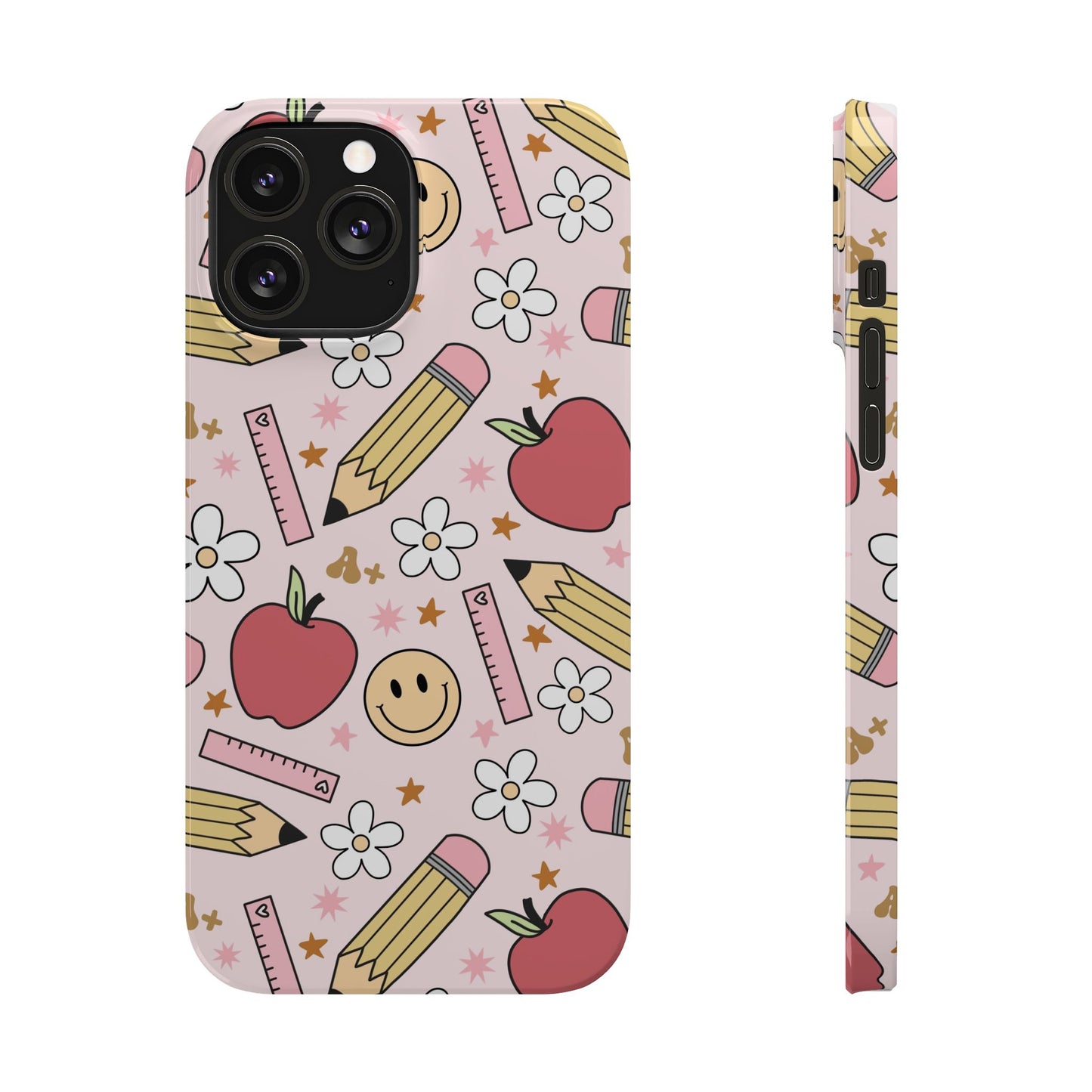 Teacher Slim Phone Case, Preppy Teacher Phone Case, Apples and Smileys Phone Case, Back to School Teacher Phone Case, iPhone Case, Teacher Gift Ideas