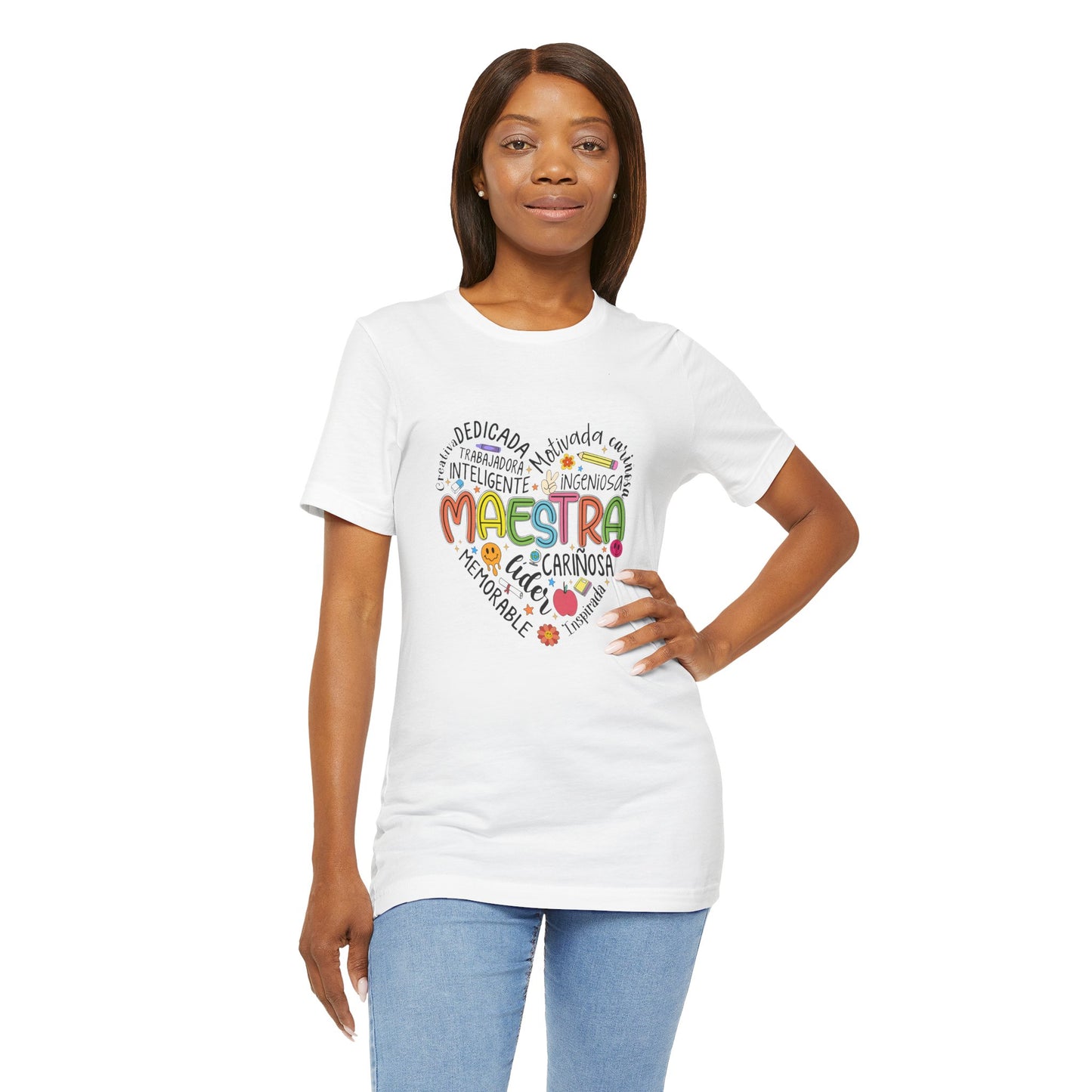 Camisa Maestra Rainbow Heart Española, Camiseta Maestra Rainbow Española, Camisa Maestra Española personalizada, Regalo personalizado para maestro 