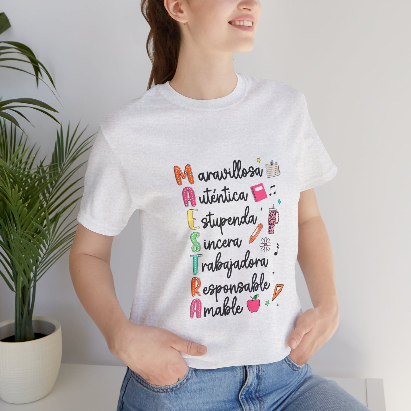 Camiseta Maestra Española, Camiseta Maestra de Colores Brillantes, Camisa Maestra, Camisa Maestra Acrostic, Camisa Maestra Acrostico, Camisa Maestra Personalizada, Regalos para Maestro 