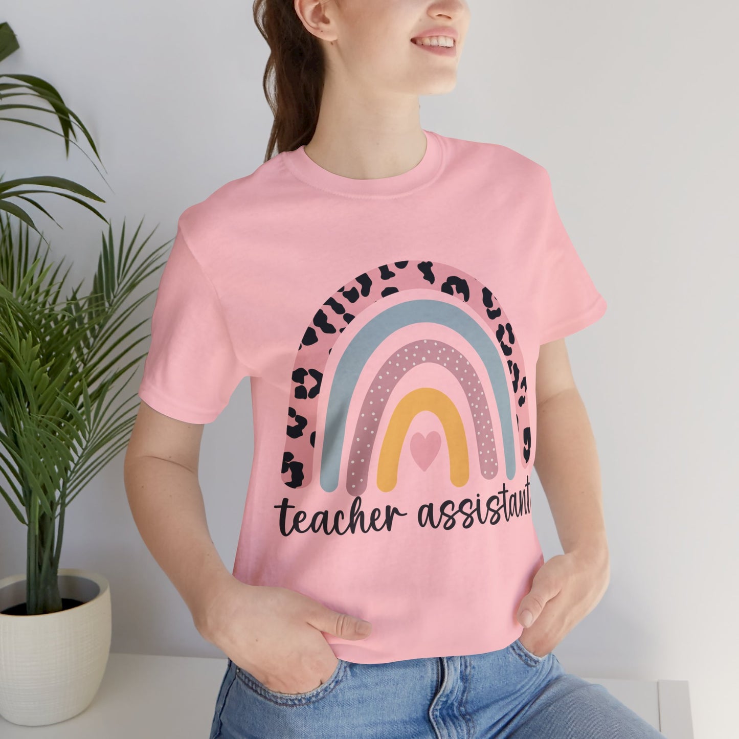 Rainbow + Animal Print Teacher Assistant Shirt, Teacher Assistant T-Shirt, Rainbow & Animal Assistant Teacher Shirt, Retro Teacher Life Shirt, Teacher Assistant Tee, Custom Teacher Assistant Shirt, Custom Teacher Assistant Gift