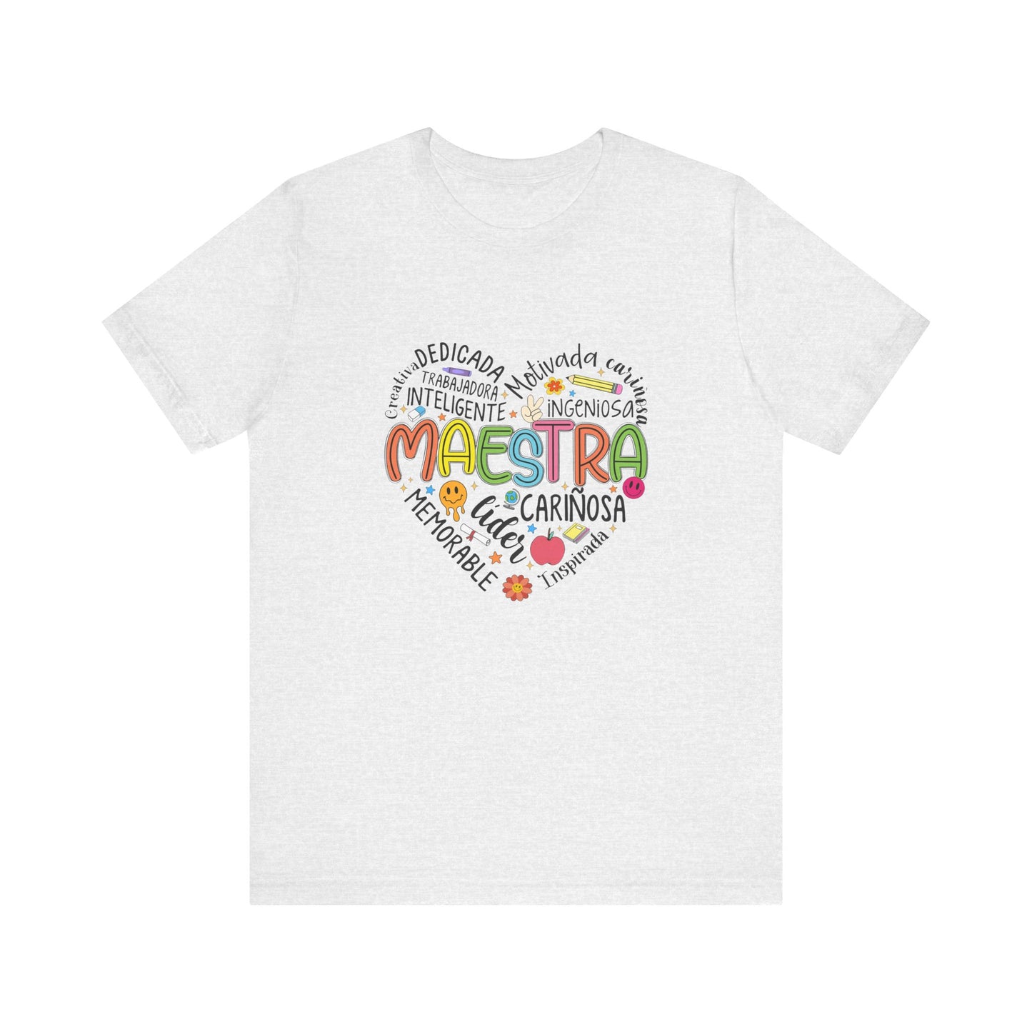 Camisa Maestra Rainbow Heart Española, Camiseta Maestra Rainbow Española, Camisa Maestra Española personalizada, Regalo personalizado para maestro 