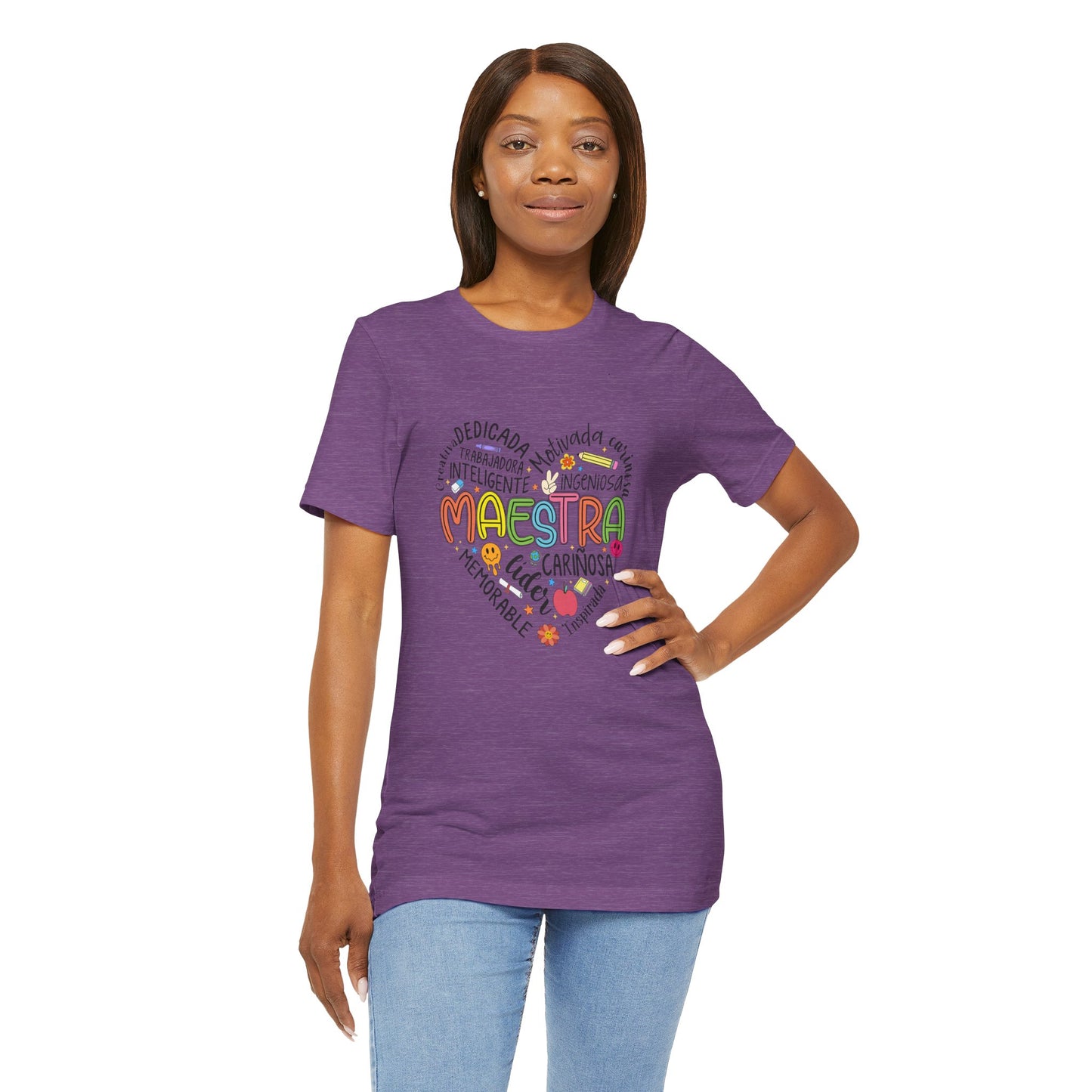 Camisa Maestra Rainbow Heart Española, Camiseta Maestra Rainbow Española, Camisa Maestra Española personalizada, Regalo personalizado para maestro 