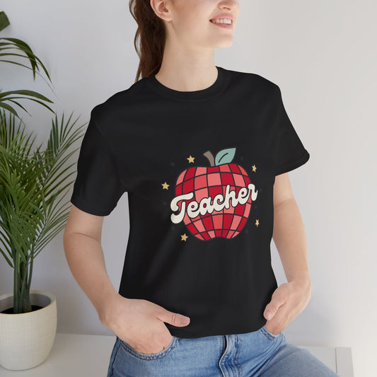 Disco Apple Teacher Shirt, Custom Apple Teacher Shirt, Back to School Teacher Shirt, Teacher Lifestyle Shirt, Retro Shirt, Custom Gift for Teacher