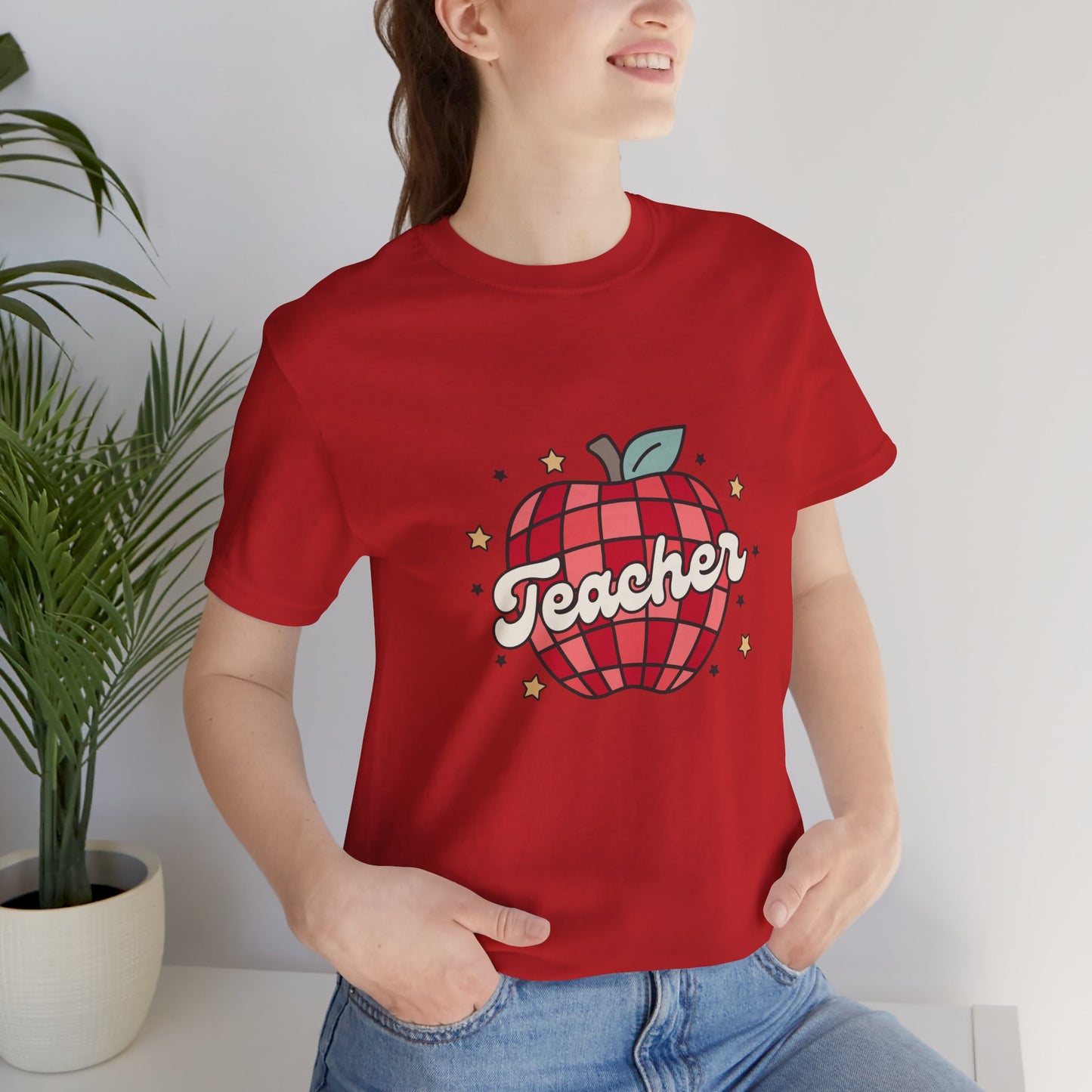 Disco Apple Teacher Shirt, Custom Apple Teacher Shirt, Back to School Teacher Shirt, Teacher Lifestyle Shirt, Retro Shirt, Custom Gift for Teacher