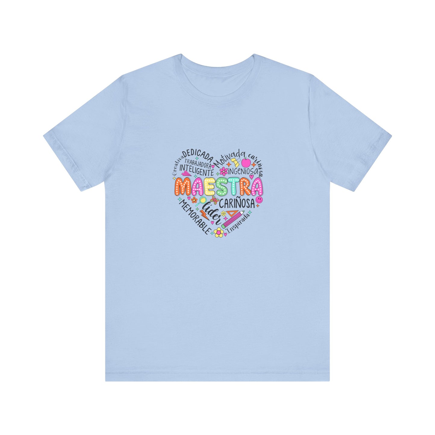 Camisa de maestra de corazón de Maestra española, camisa de corazón de Maestra de colores brillantes, camisa de Maestra de español, camiseta de Maestra personalizada, camisa de maestro personalizada 