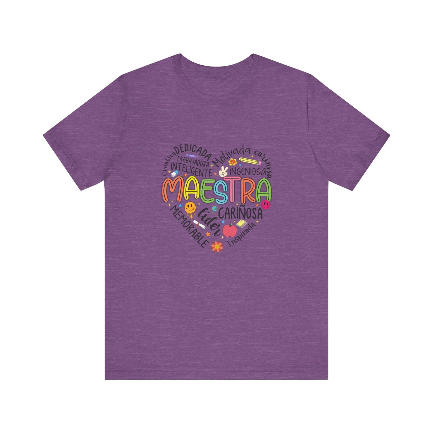 Camisa Maestra Rainbow Heart Española, Camiseta Maestra Rainbow Española, Camisa Maestra Española personalizada, Regalo personalizado para maestro 