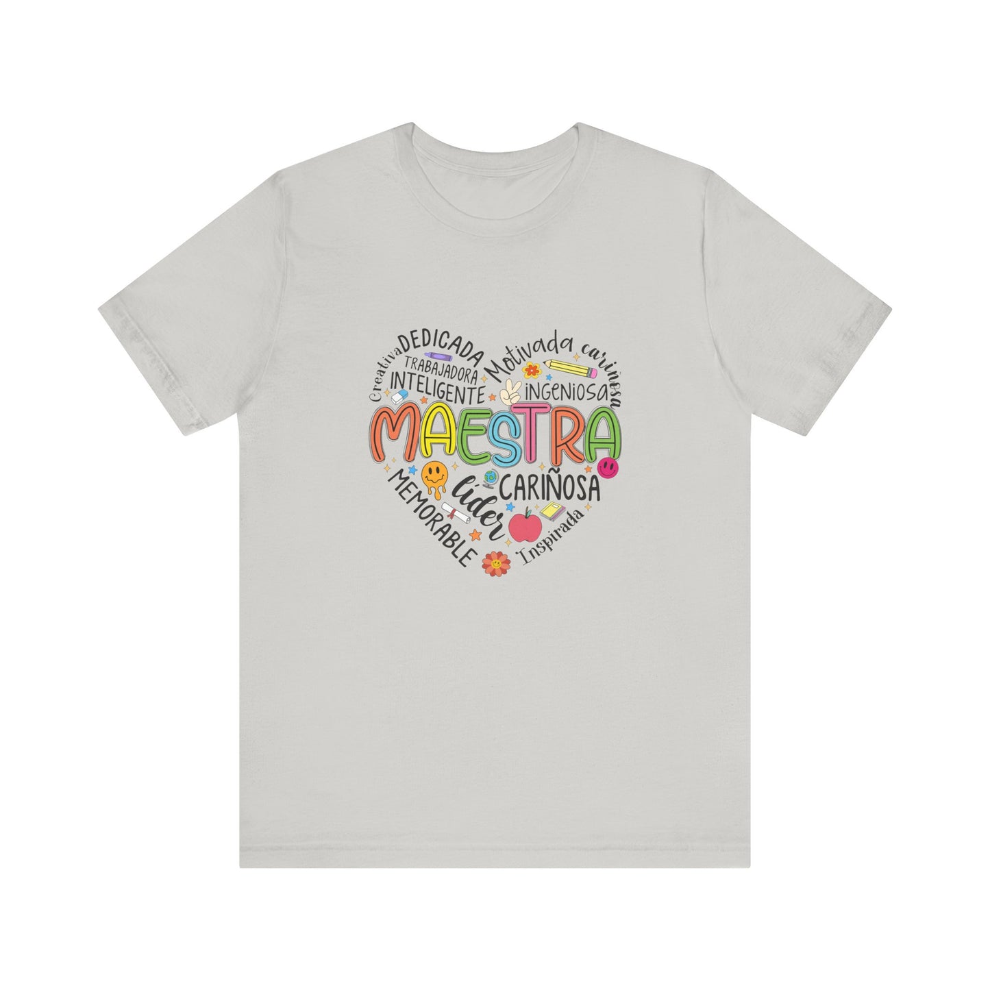 Camisa Maestra Rainbow Heart Española, Camiseta Maestra Rainbow Española, Camisa Maestra Española personalizada, Regalo personalizado para maestro 