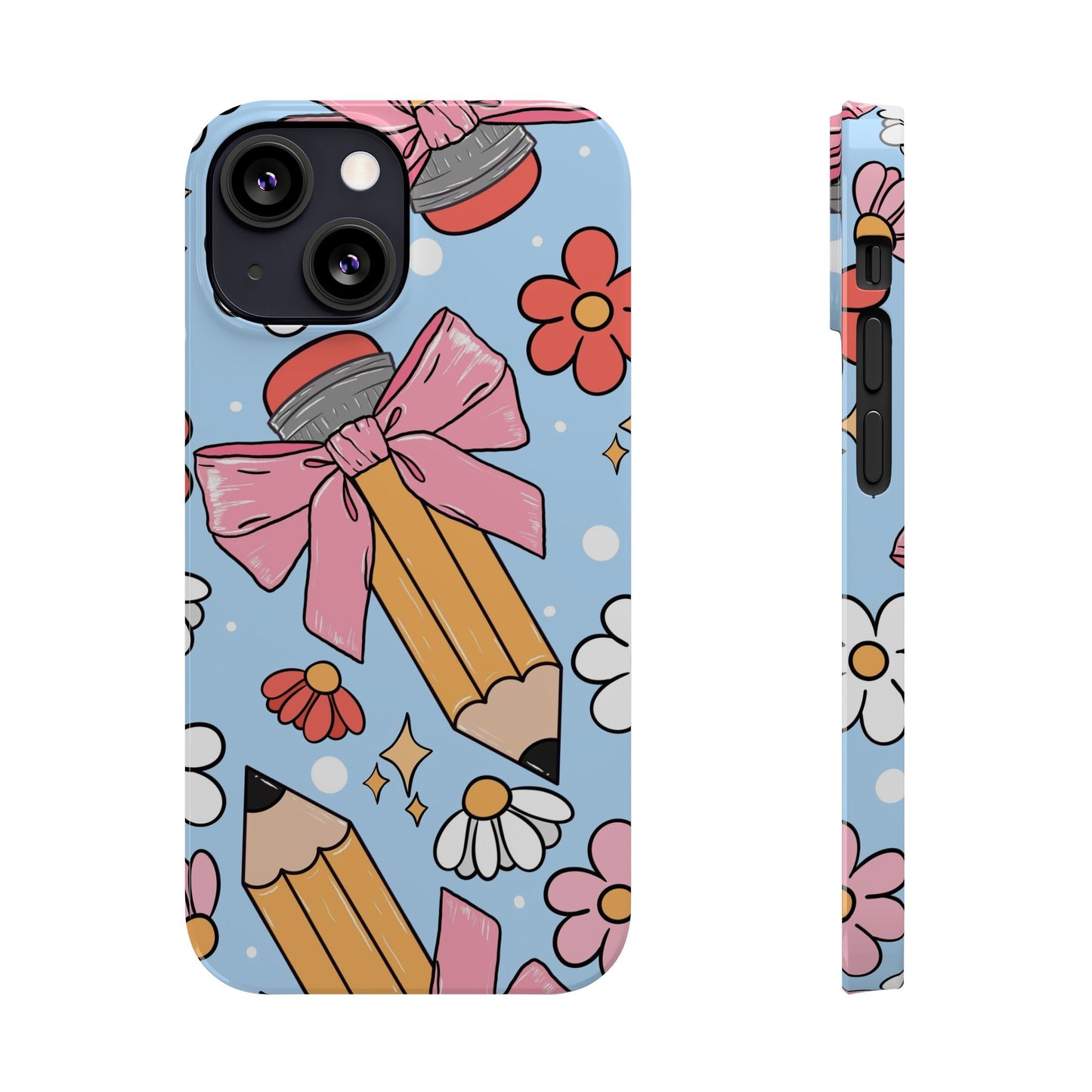 Teacher Slim Phone Case, Blue Coquette Teacher Phone Case, Back to School Teacher Phone Case, iPhone Case, Teacher Gift Ideas