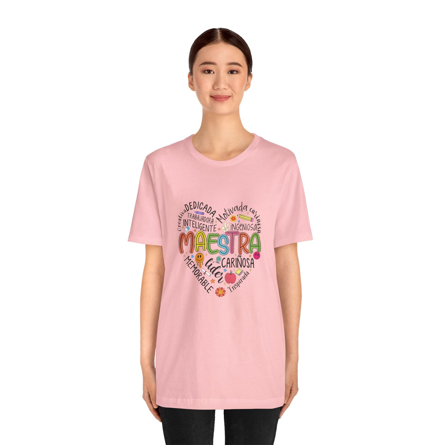 Camisa Maestra Rainbow Heart Española, Camiseta Maestra Rainbow Española, Camisa Maestra Española personalizada, Regalo personalizado para maestro 