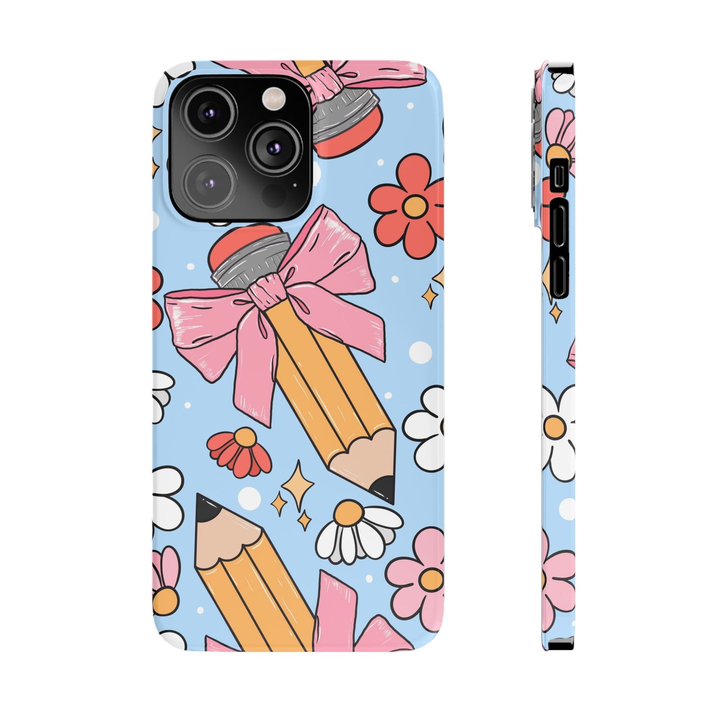 Teacher Slim Phone Case, Blue Coquette Teacher Phone Case, Back to School Teacher Phone Case, iPhone Case, Teacher Gift Ideas