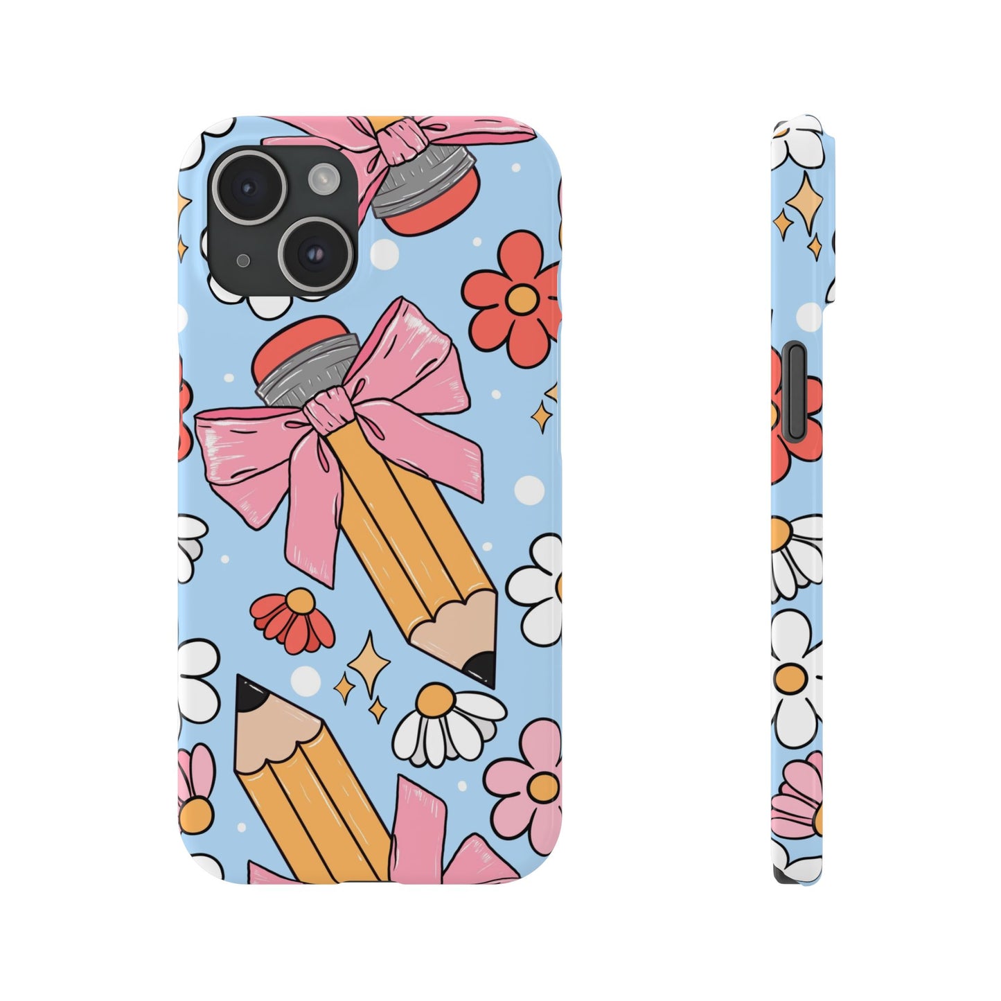 Teacher Slim Phone Case, Blue Coquette Teacher Phone Case, Back to School Teacher Phone Case, iPhone Case, Teacher Gift Ideas