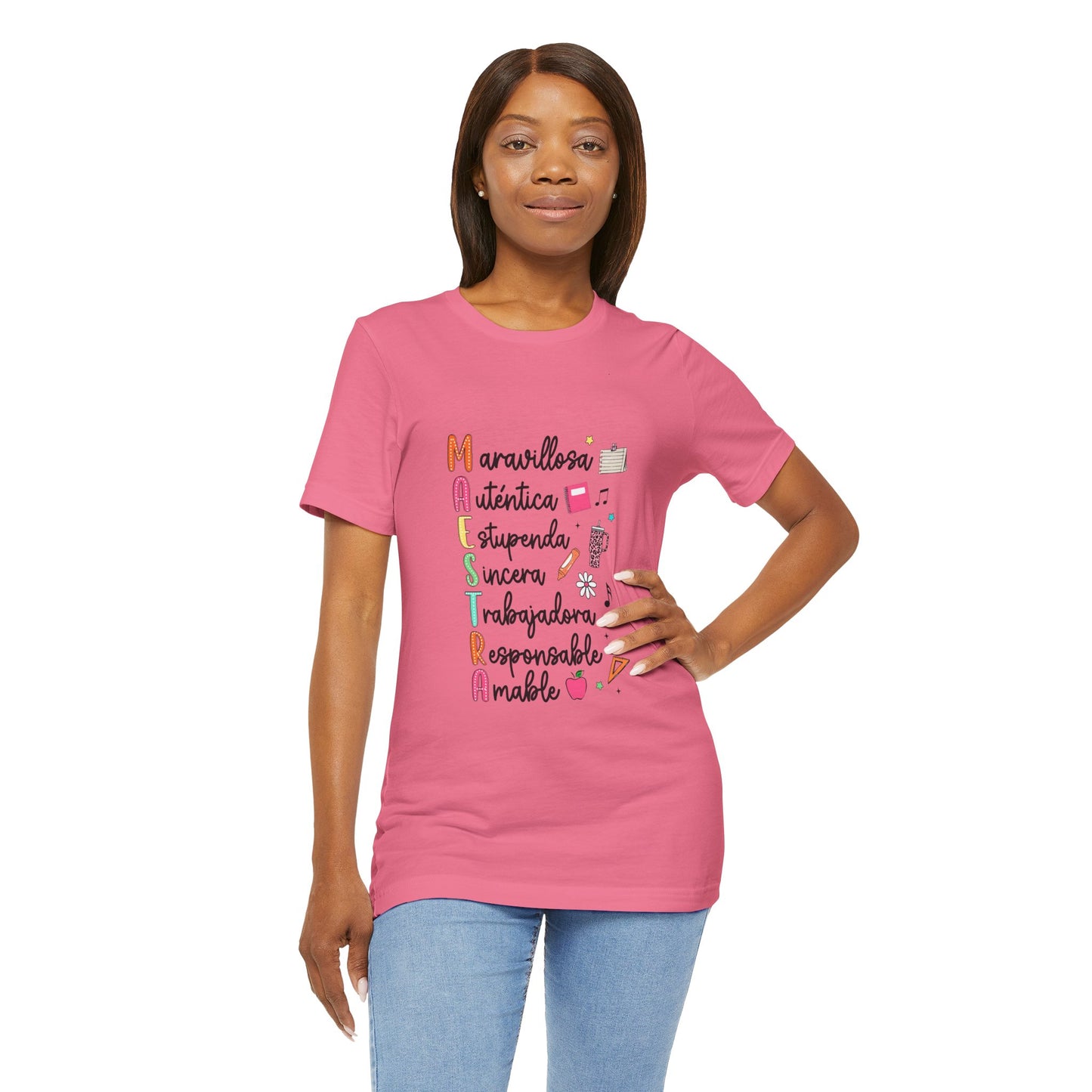 Camiseta Maestra Española, Camiseta Maestra de Colores Brillantes, Camisa Maestra, Camisa Maestra Acrostic, Camisa Maestra Acrostico, Camisa Maestra Personalizada, Regalos para Maestro 