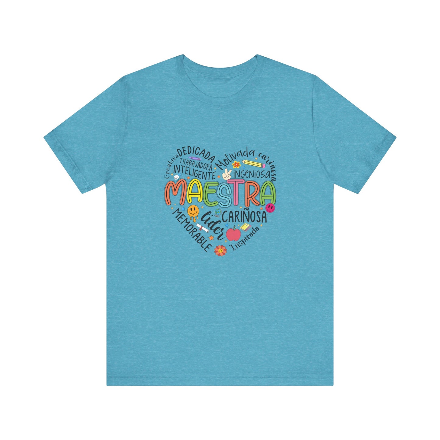 Camisa Maestra Rainbow Heart Española, Camiseta Maestra Rainbow Española, Camisa Maestra Española personalizada, Regalo personalizado para maestro 