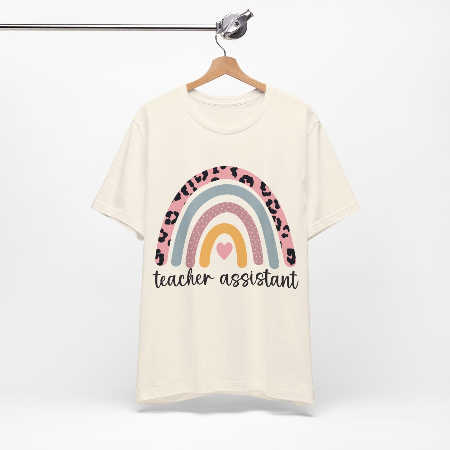 Rainbow + Animal Print Teacher Assistant Shirt, Teacher Assistant T-Shirt, Rainbow & Animal Assistant Teacher Shirt, Retro Teacher Life Shirt, Teacher Assistant Tee, Custom Teacher Assistant Shirt, Custom Teacher Assistant Gift