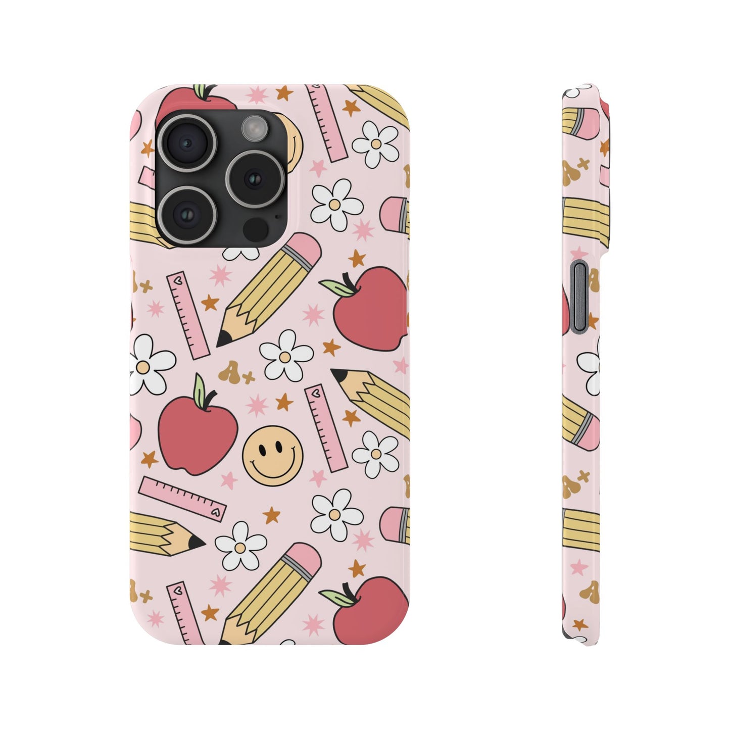 Teacher Slim Phone Case, Preppy Teacher Phone Case, Apples and Smileys Phone Case, Back to School Teacher Phone Case, iPhone Case, Teacher Gift Ideas