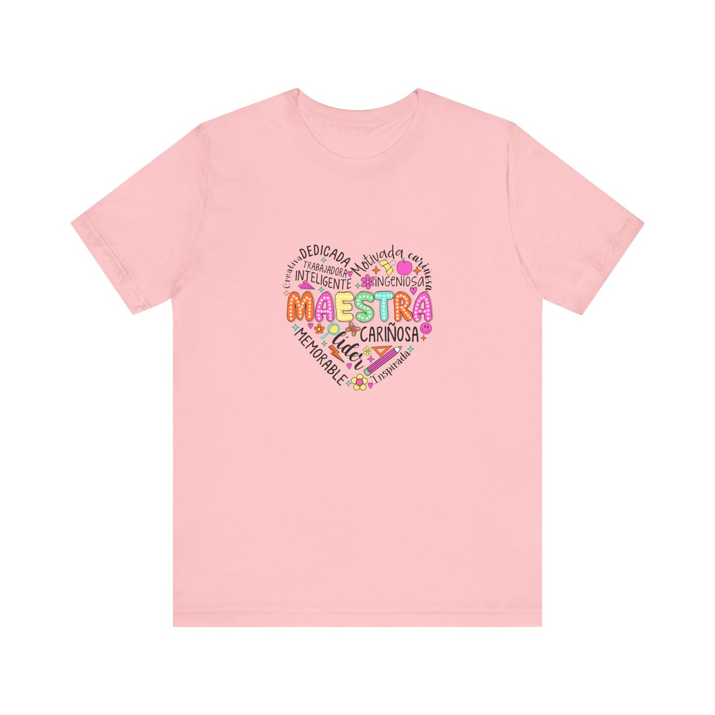 Camisa de maestra de corazón de Maestra española, camisa de corazón de Maestra de colores brillantes, camisa de Maestra de español, camiseta de Maestra personalizada, camisa de maestro personalizada 