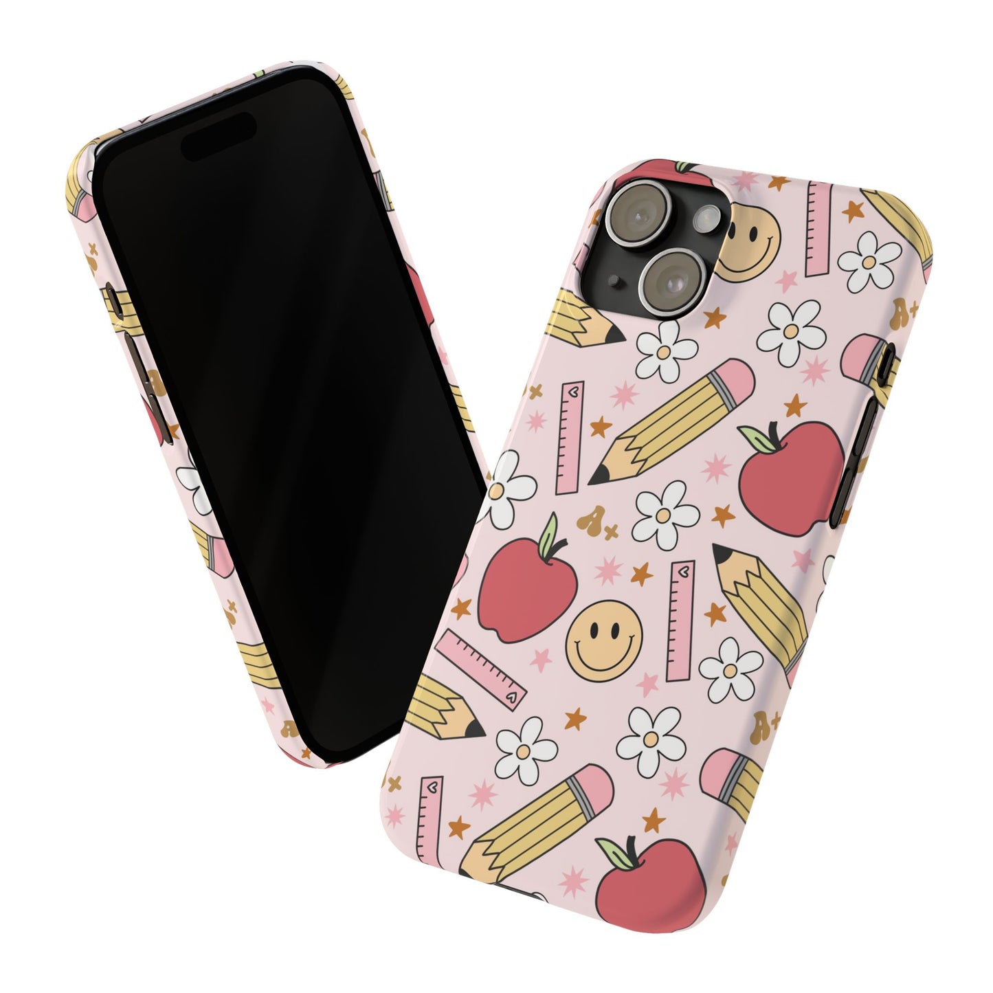 Teacher Slim Phone Case, Preppy Teacher Phone Case, Apples and Smileys Phone Case, Back to School Teacher Phone Case, iPhone Case, Teacher Gift Ideas