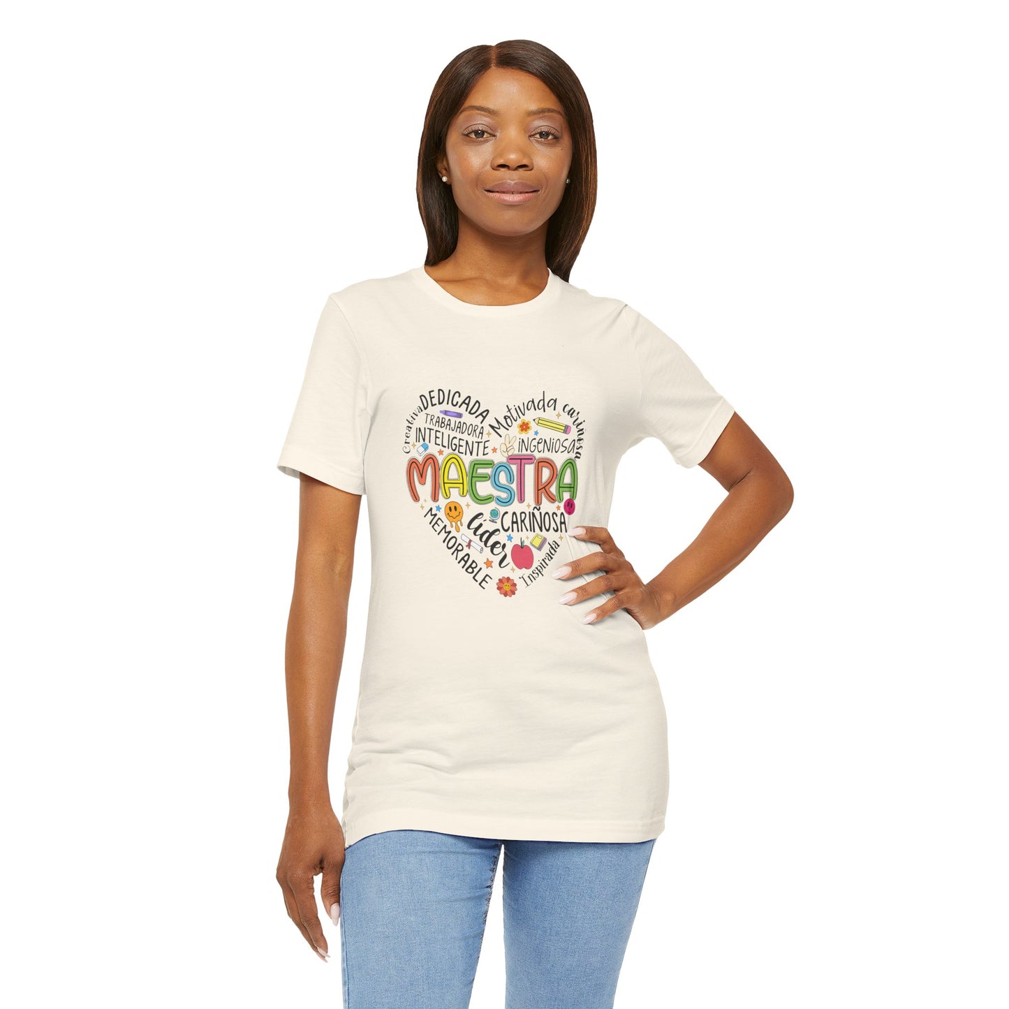 Camisa Maestra Rainbow Heart Española, Camiseta Maestra Rainbow Española, Camisa Maestra Española personalizada, Regalo personalizado para maestro 