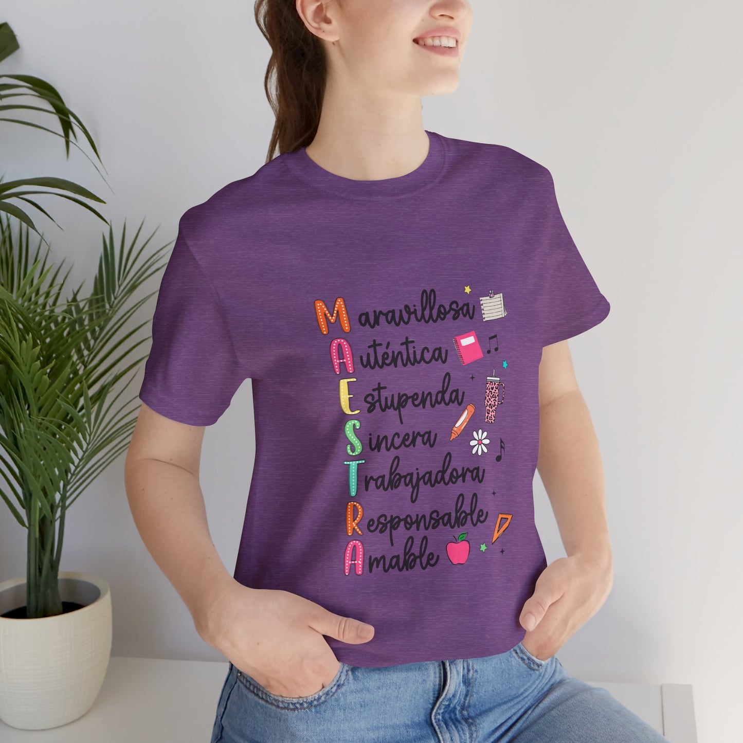 Camiseta Maestra Española, Camiseta Maestra de Colores Brillantes, Camisa Maestra, Camisa Maestra Acrostic, Camisa Maestra Acrostico, Camisa Maestra Personalizada, Regalos para Maestro 