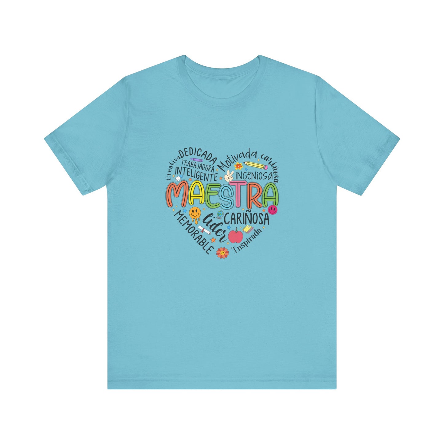 Camisa Maestra Rainbow Heart Española, Camiseta Maestra Rainbow Española, Camisa Maestra Española personalizada, Regalo personalizado para maestro 