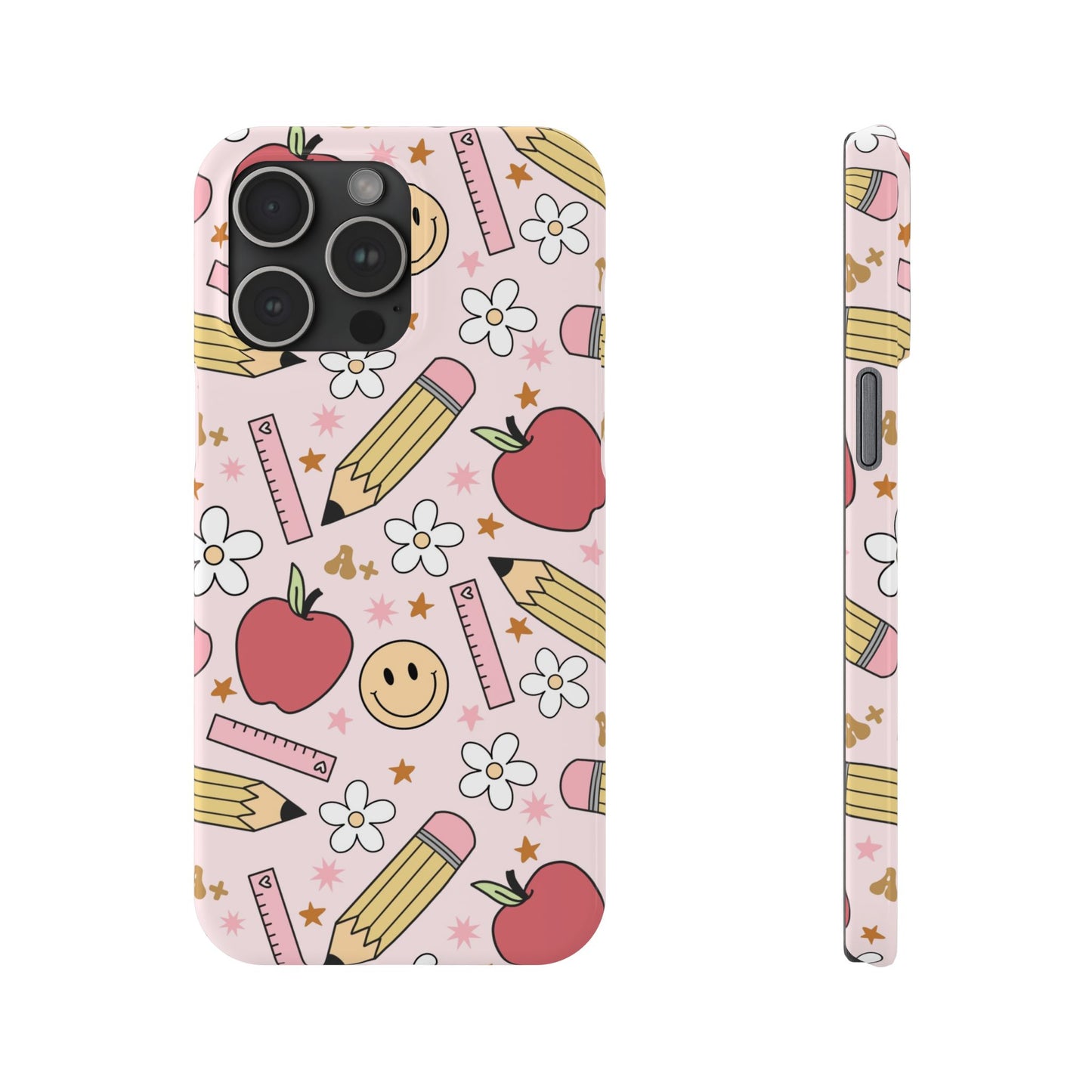 Teacher Slim Phone Case, Preppy Teacher Phone Case, Apples and Smileys Phone Case, Back to School Teacher Phone Case, iPhone Case, Teacher Gift Ideas