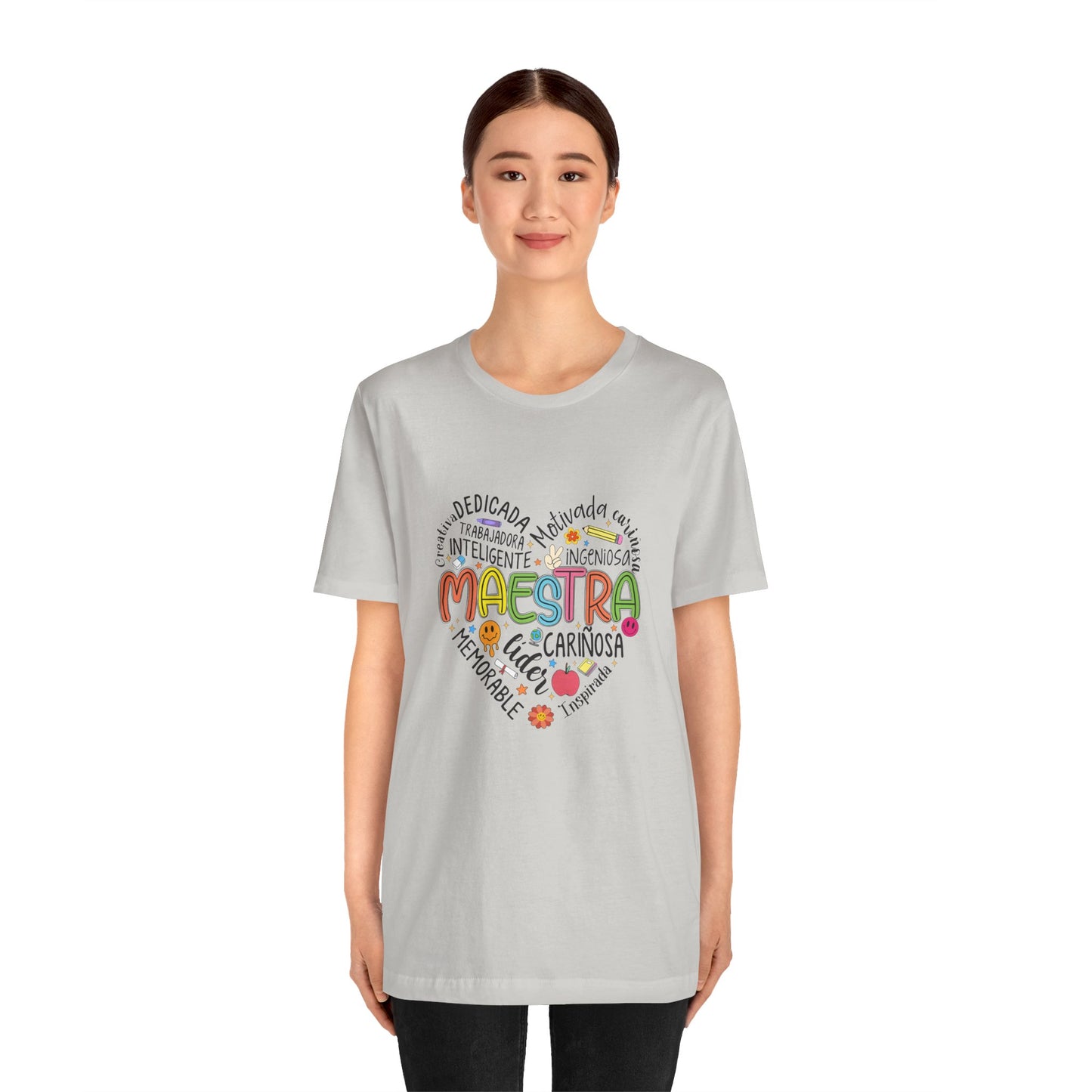 Camisa Maestra Rainbow Heart Española, Camiseta Maestra Rainbow Española, Camisa Maestra Española personalizada, Regalo personalizado para maestro 