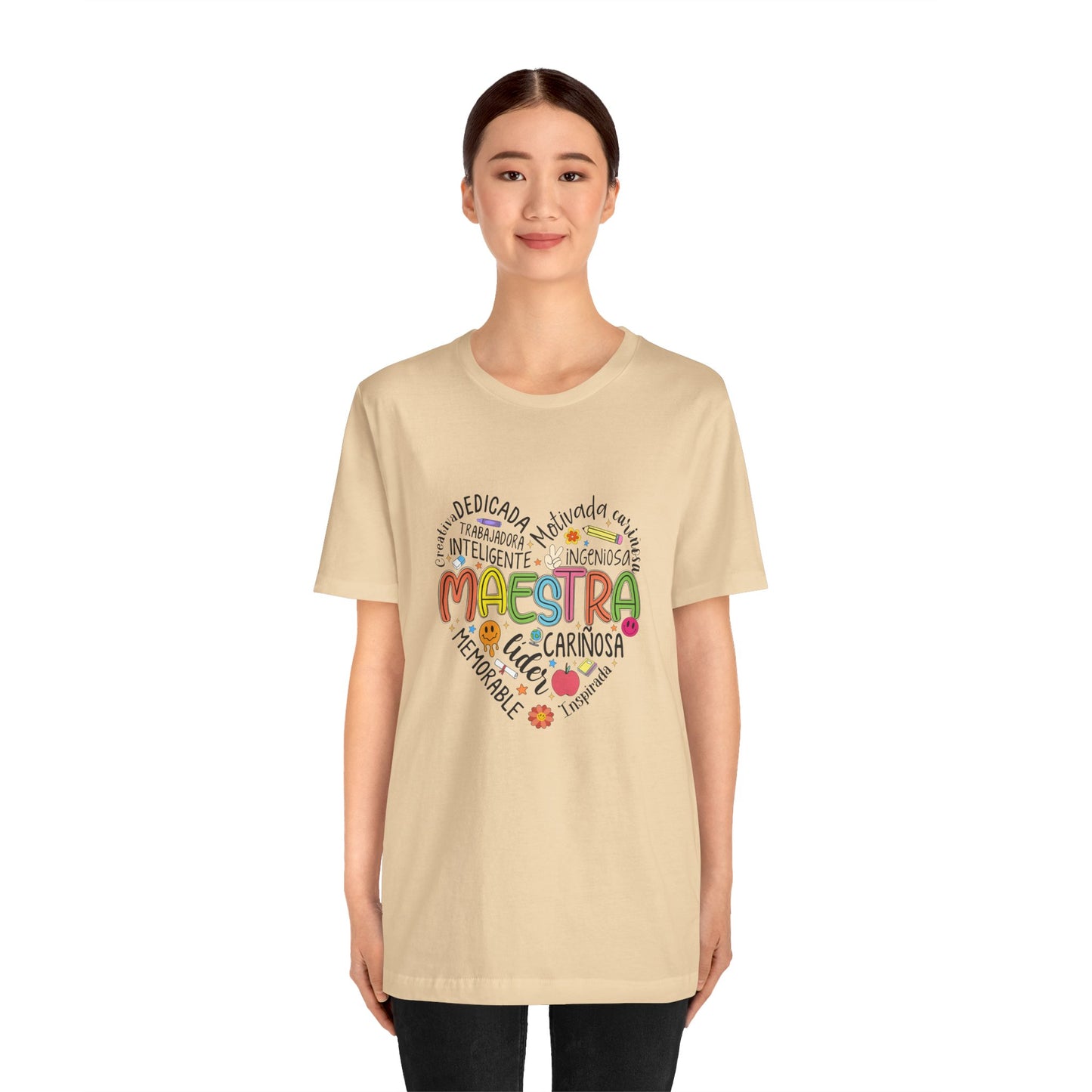 Camisa Maestra Rainbow Heart Española, Camiseta Maestra Rainbow Española, Camisa Maestra Española personalizada, Regalo personalizado para maestro 