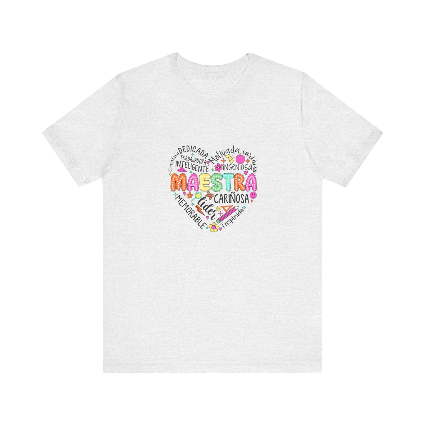 Camisa de maestra de corazón de Maestra española, camisa de corazón de Maestra de colores brillantes, camisa de Maestra de español, camiseta de Maestra personalizada, camisa de maestro personalizada 