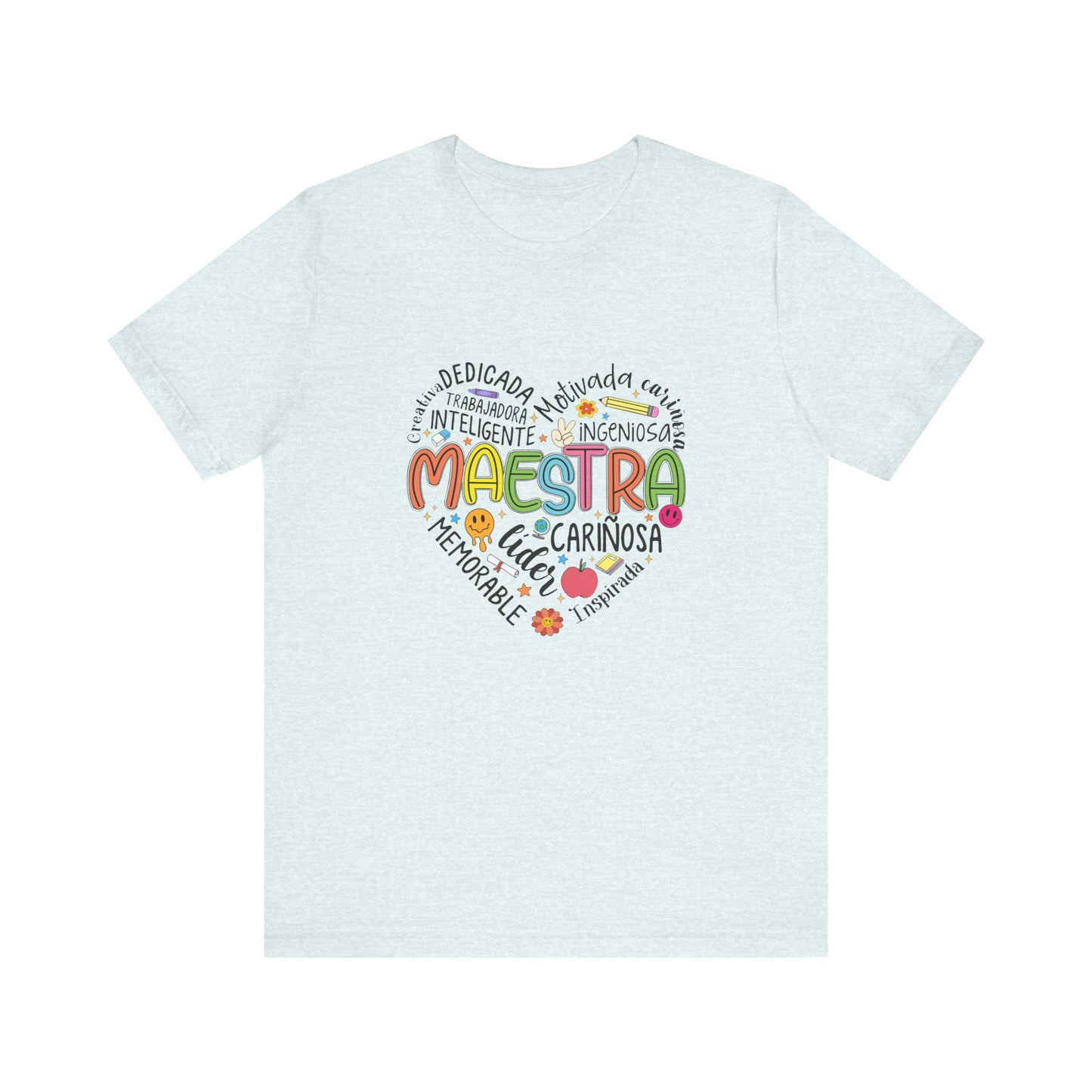 Camisa Maestra Rainbow Heart Española, Camiseta Maestra Rainbow Española, Camisa Maestra Española personalizada, Regalo personalizado para maestro 