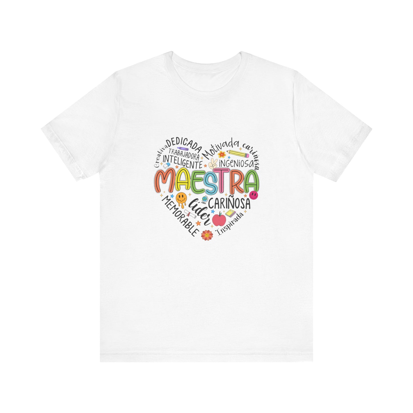 Camisa Maestra Rainbow Heart Española, Camiseta Maestra Rainbow Española, Camisa Maestra Española personalizada, Regalo personalizado para maestro 