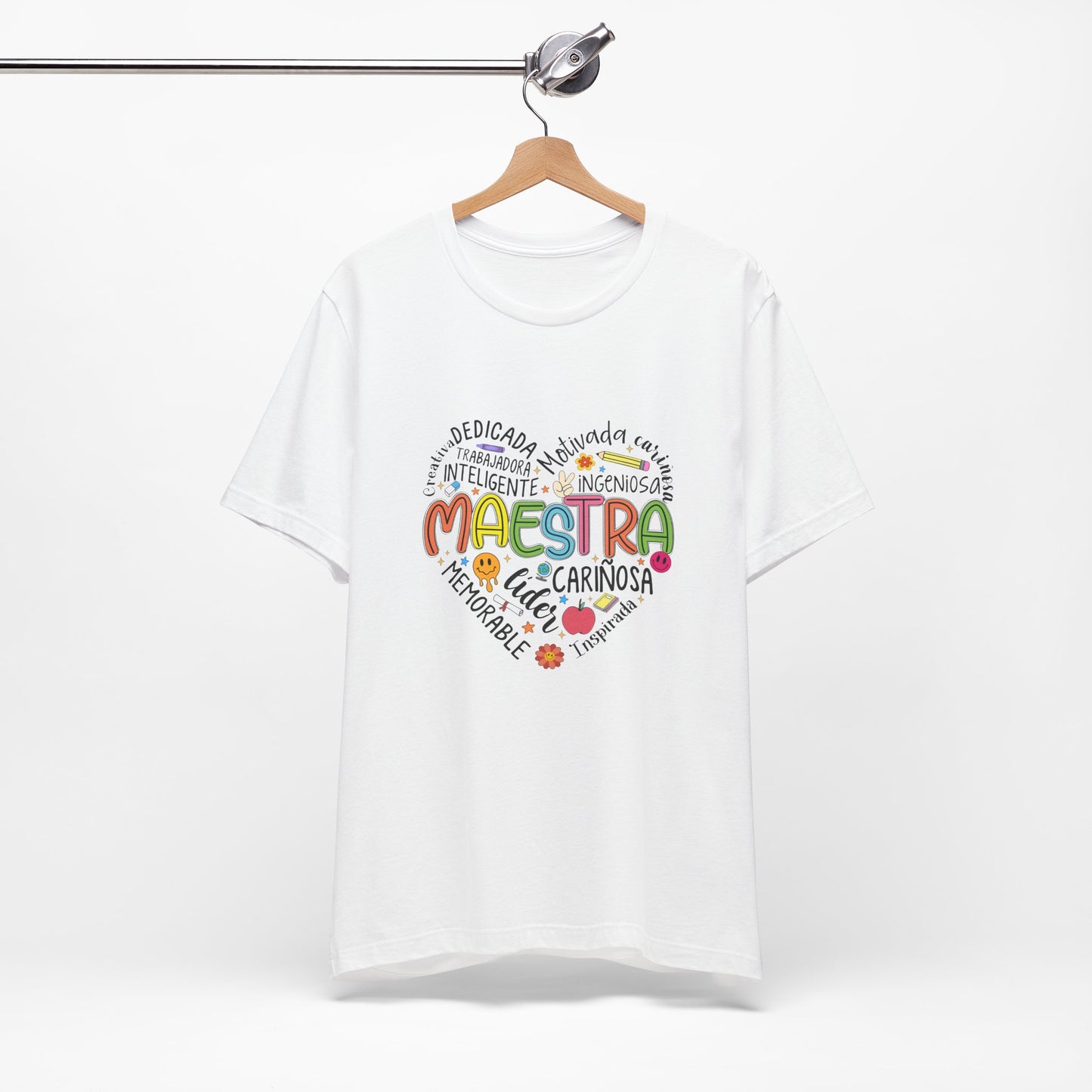 Camisa Maestra Rainbow Heart Española, Camiseta Maestra Rainbow Española, Camisa Maestra Española personalizada, Regalo personalizado para maestro 