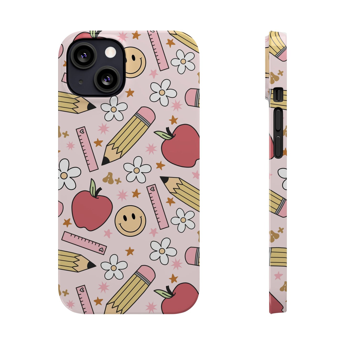 Teacher Slim Phone Case, Preppy Teacher Phone Case, Apples and Smileys Phone Case, Back to School Teacher Phone Case, iPhone Case, Teacher Gift Ideas